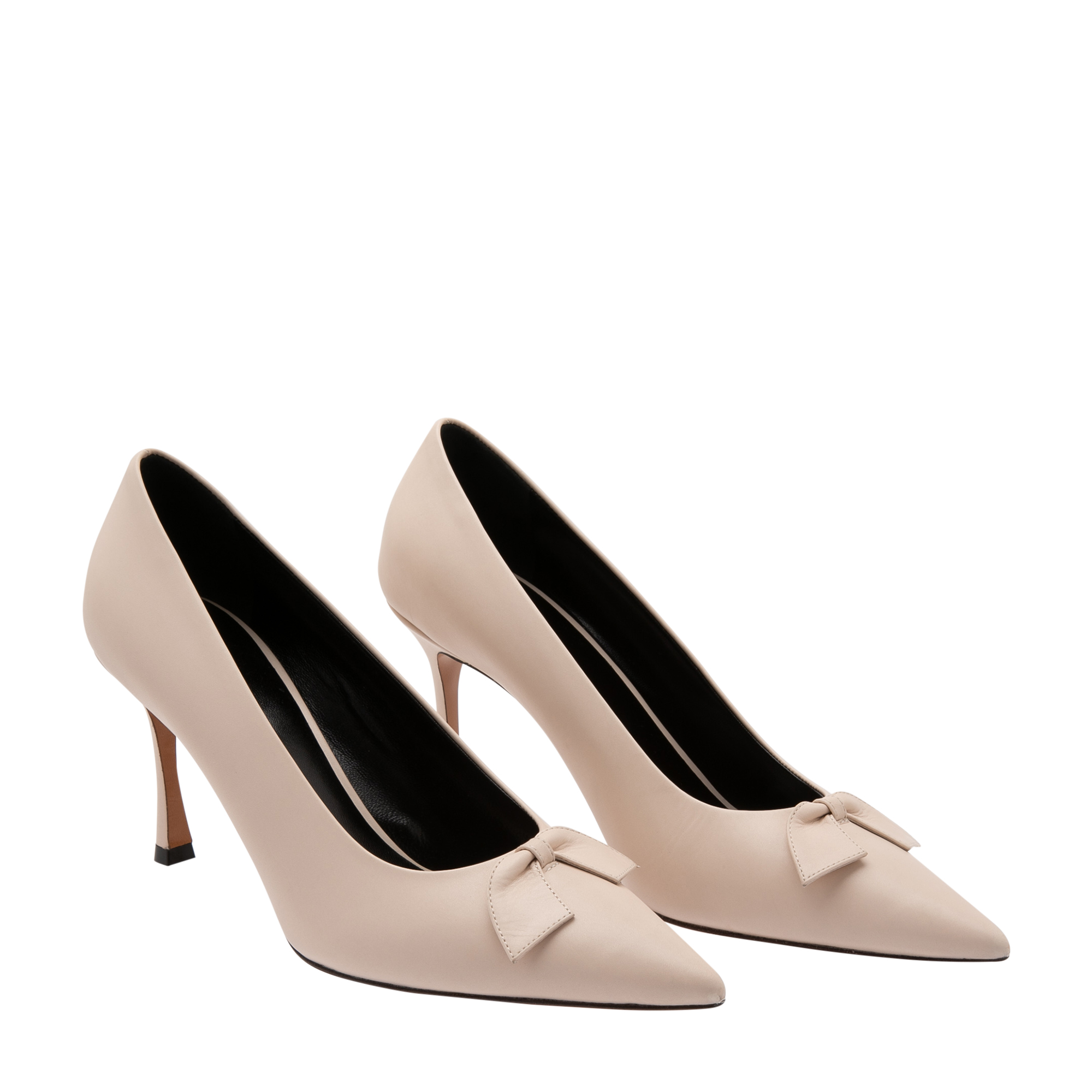 

Bow leather pumps, Beige