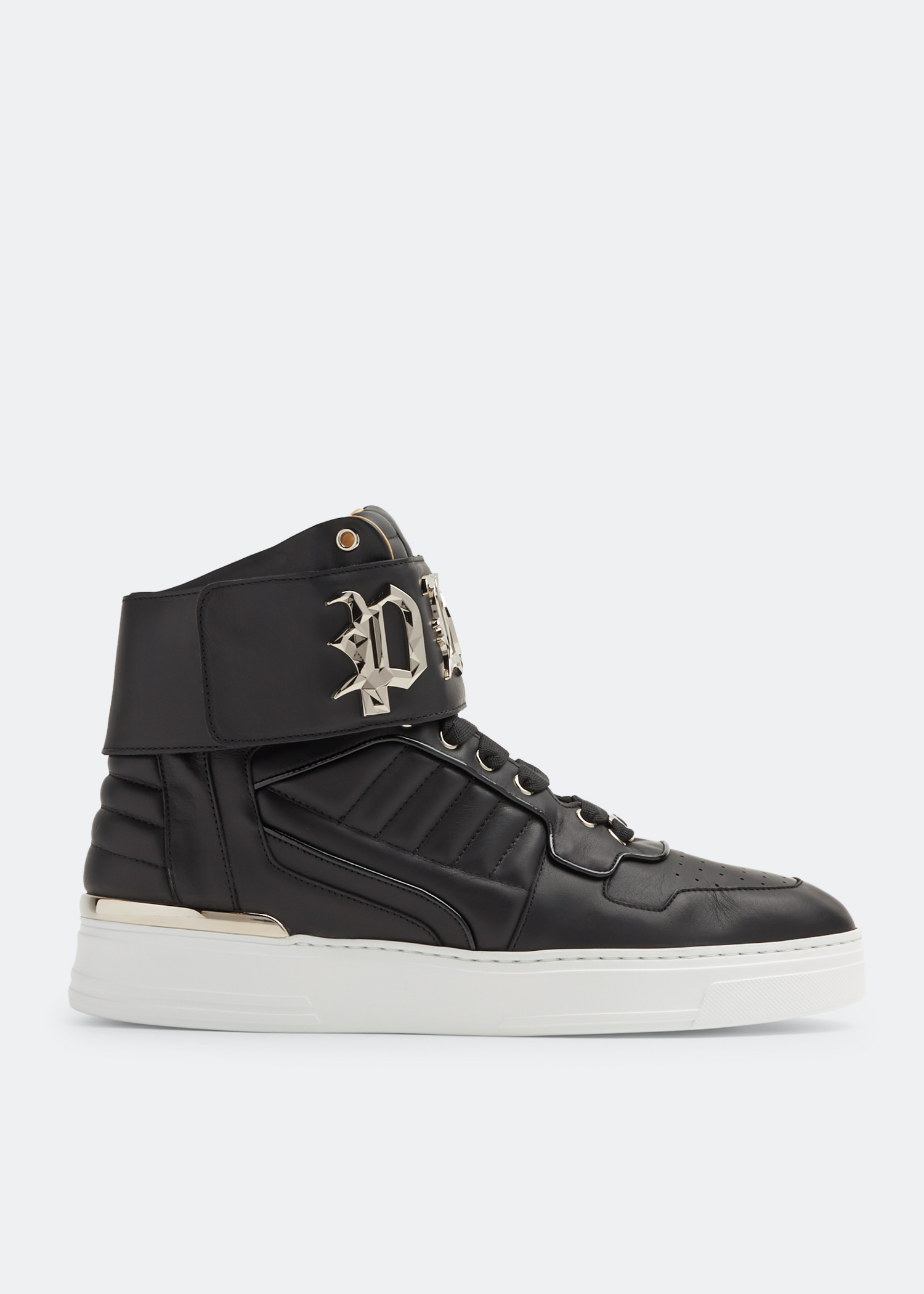 

Logo leather sneakers, Black
