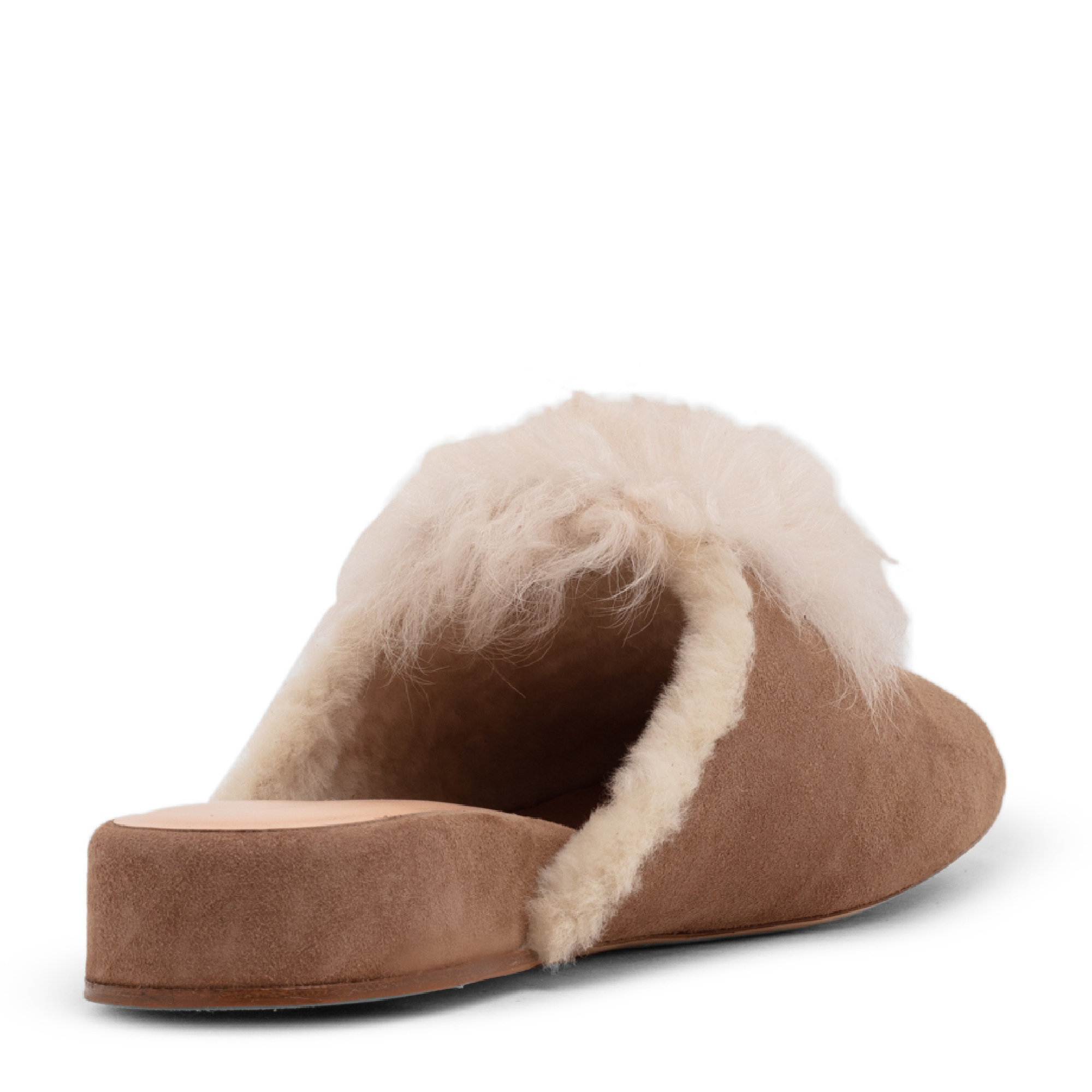 

Fur trim suede mules, Brown