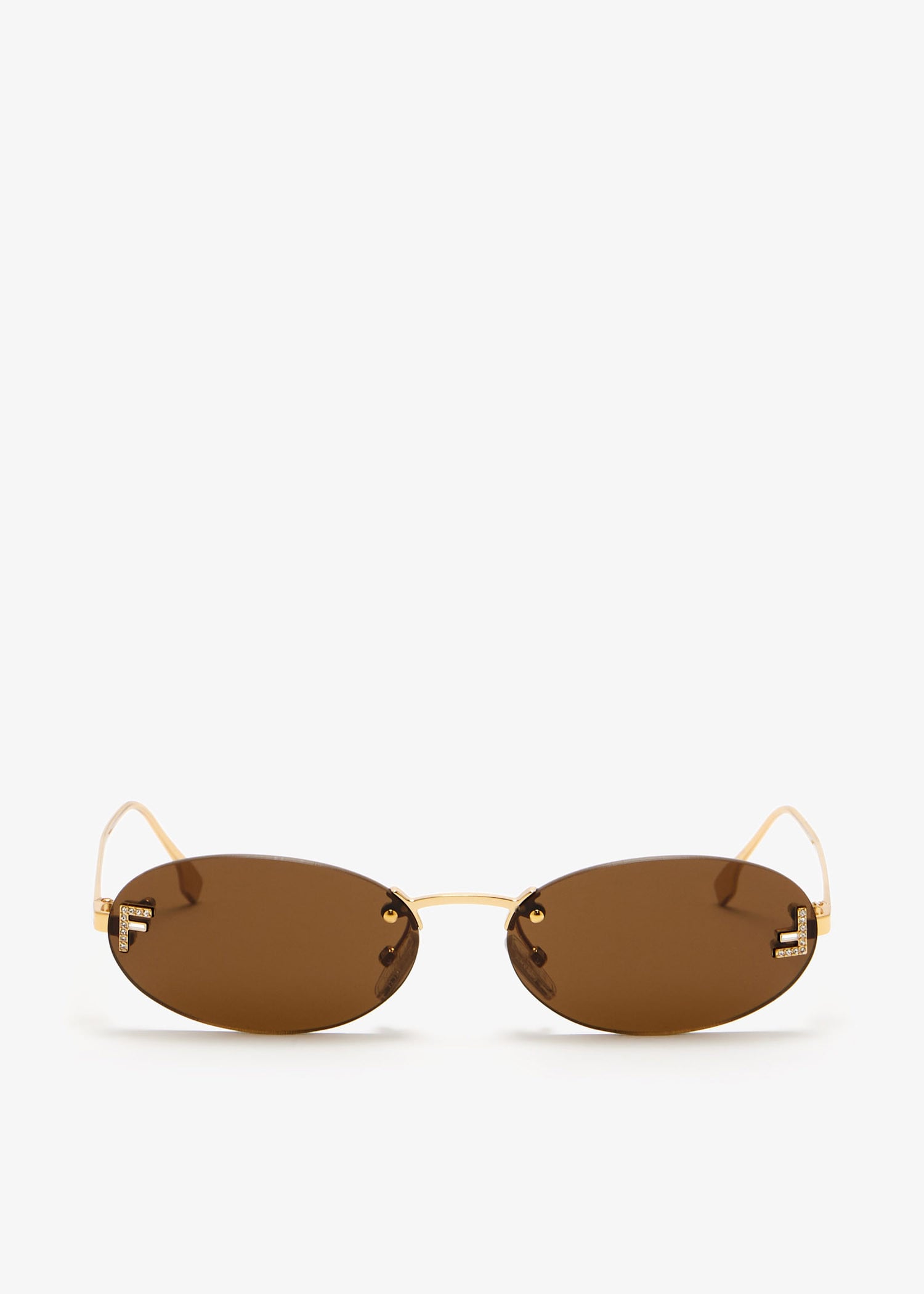 

Fendi First Crystal oval sunglasses, Gold