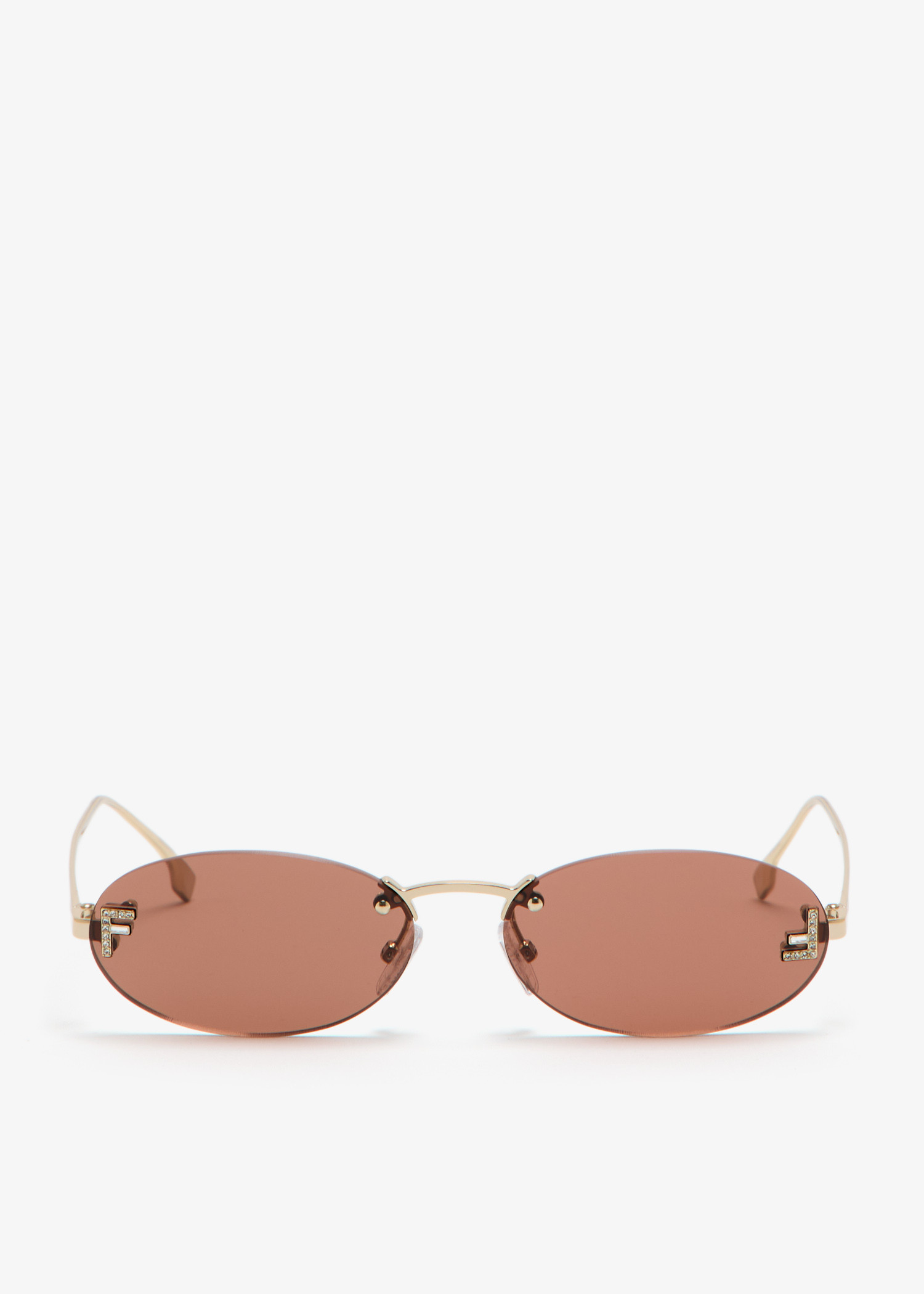 

Fendi First Crystal oval sunglasses, Gold