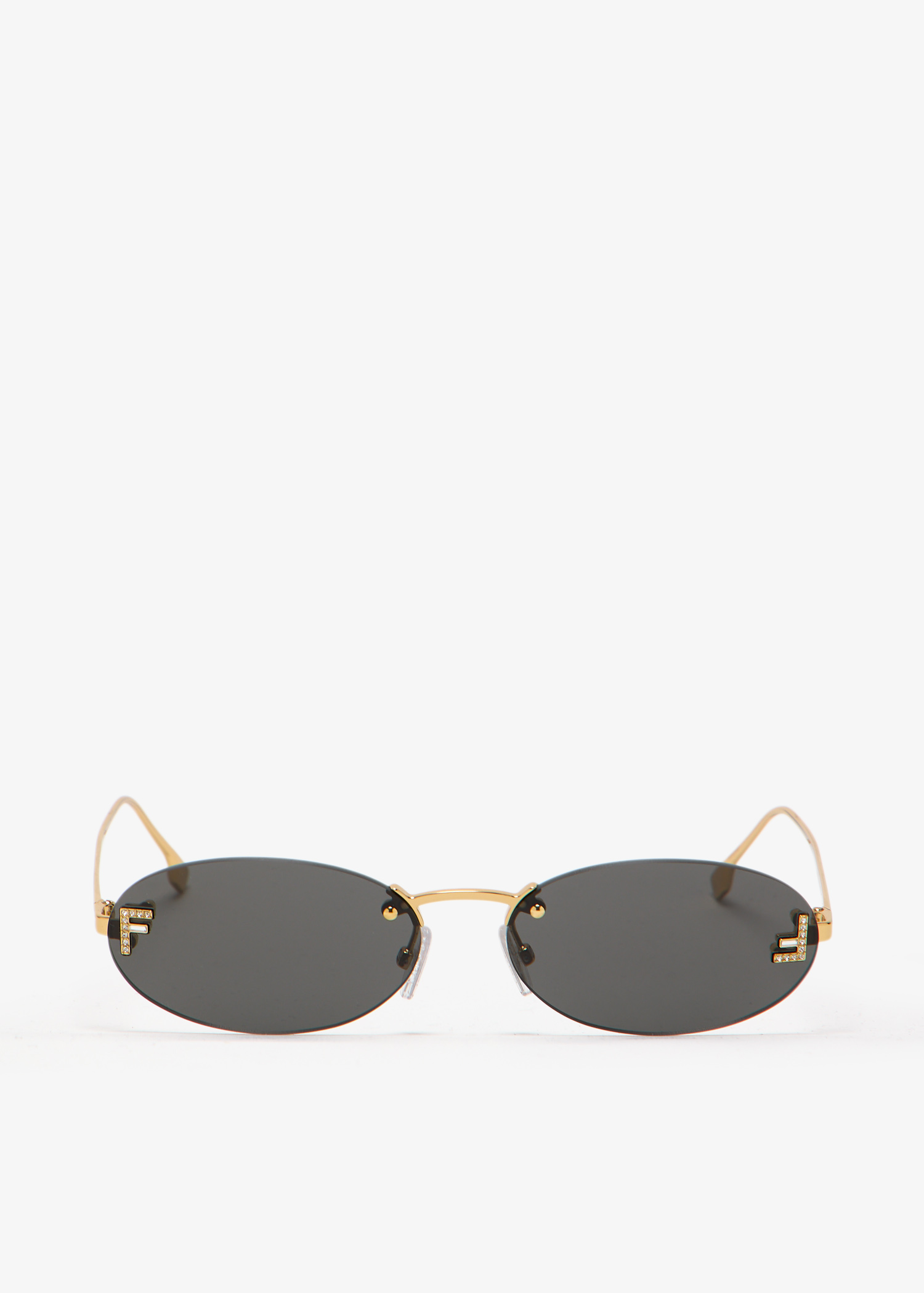 

Fendi First Crystal oval sunglasses, Gold