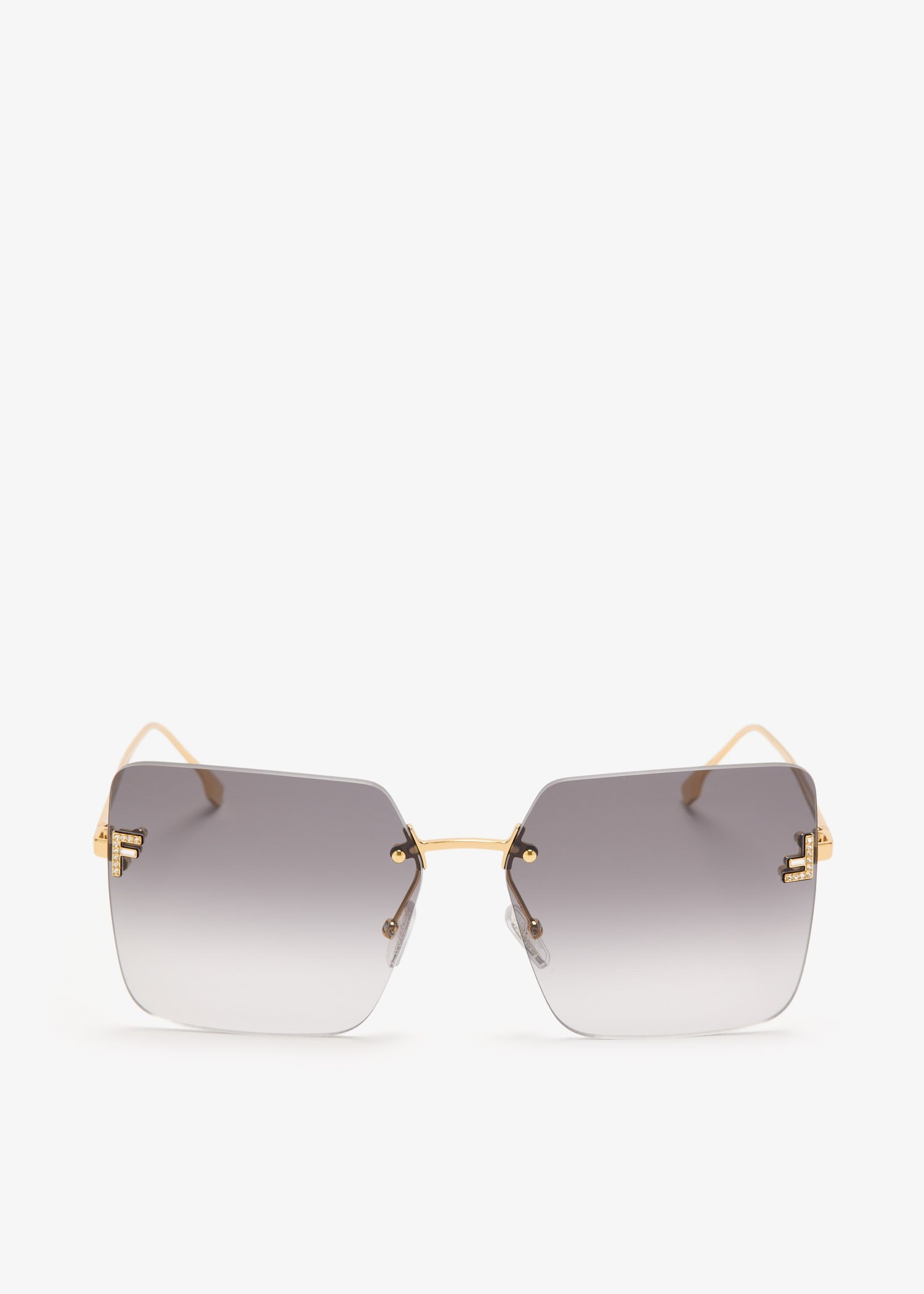 

Fendi First Crystal square sunglasses, Gold