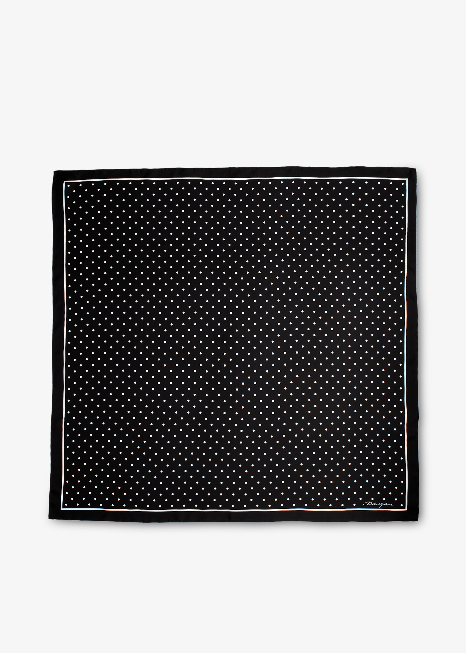 

Micro polka dot silk twill scarf, Black