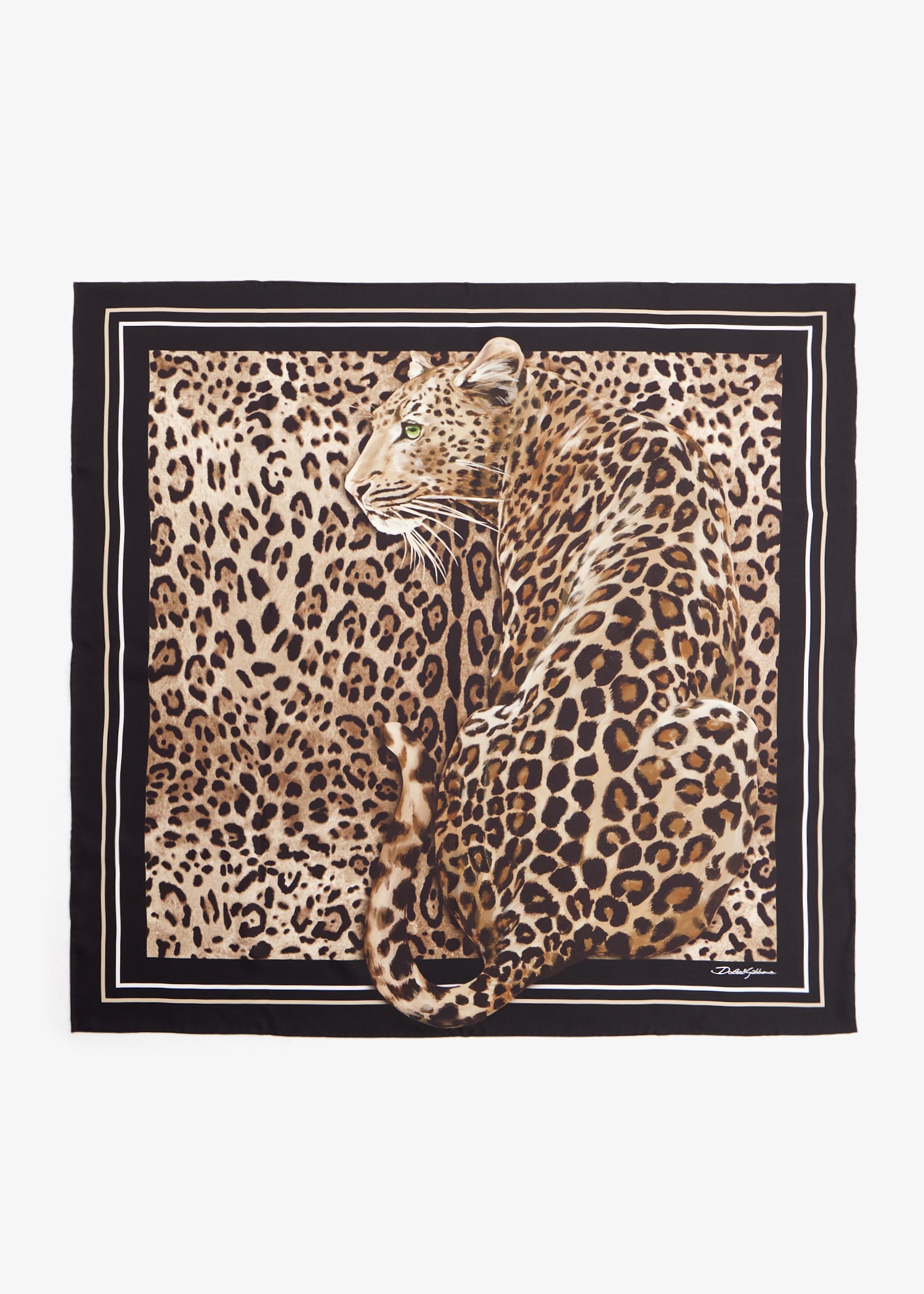 

Leopard-print silk twill foulard, Printed