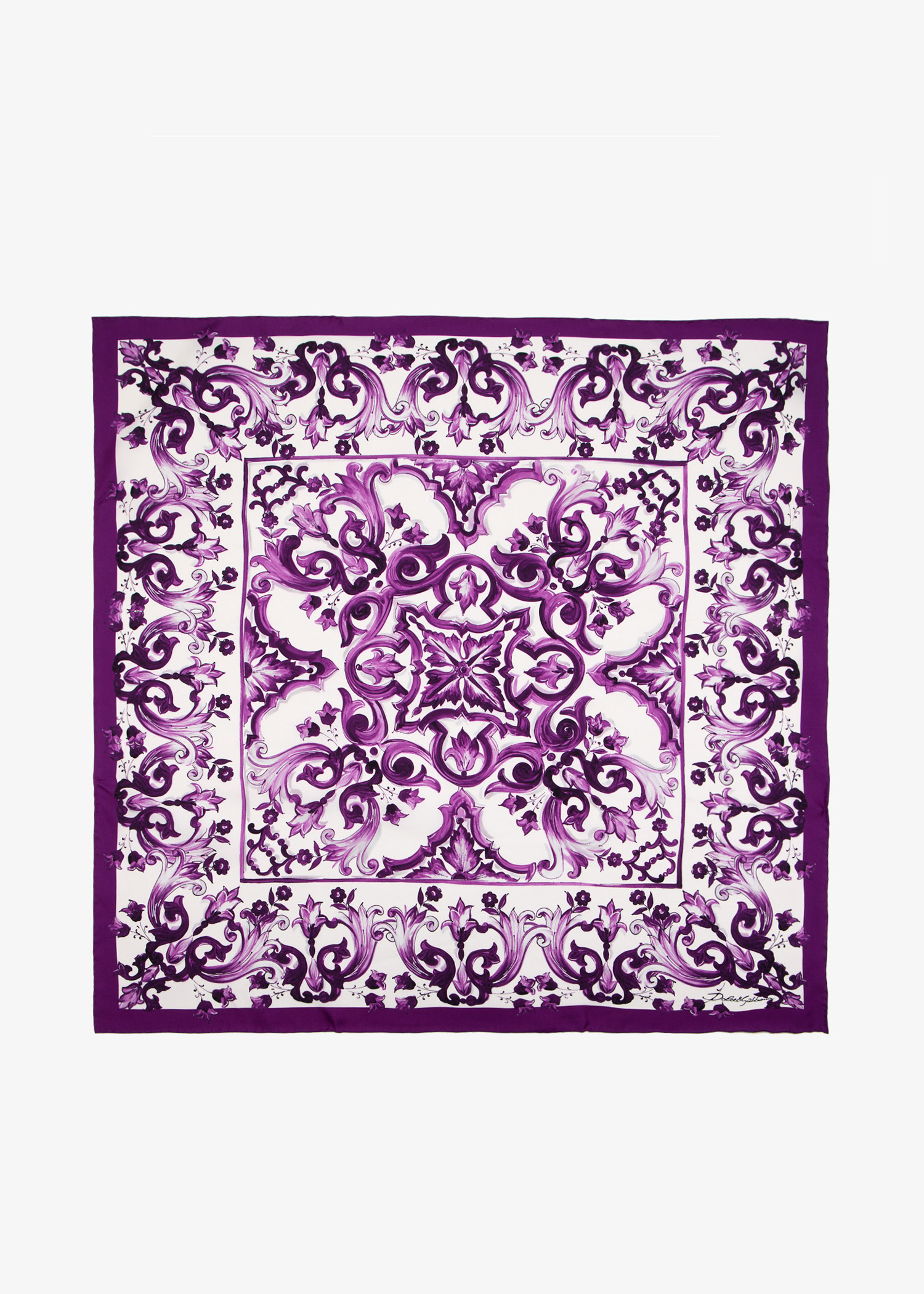 

Maiolica-print silk twill foulard, Printed