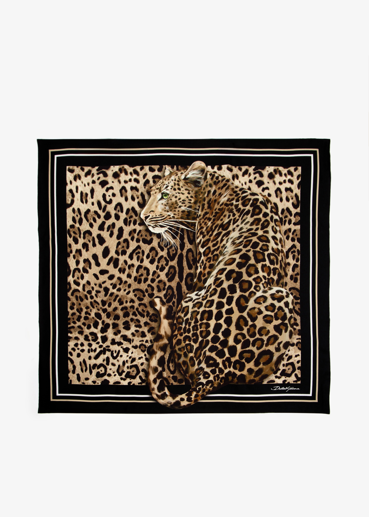 

Leopard-print silk twill foulard, Printed