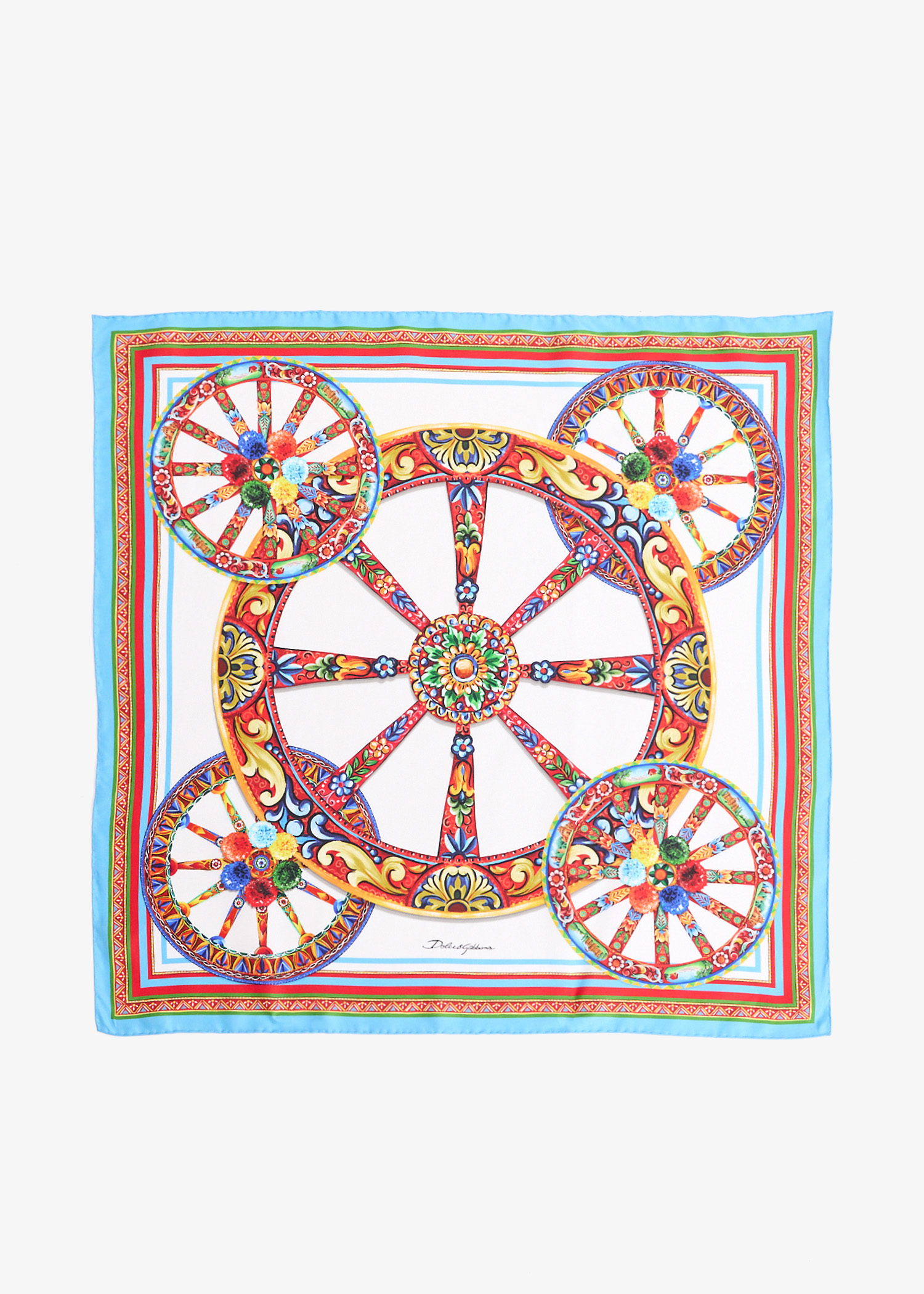 

Carretto-print Silk twill scarf, Multicolored