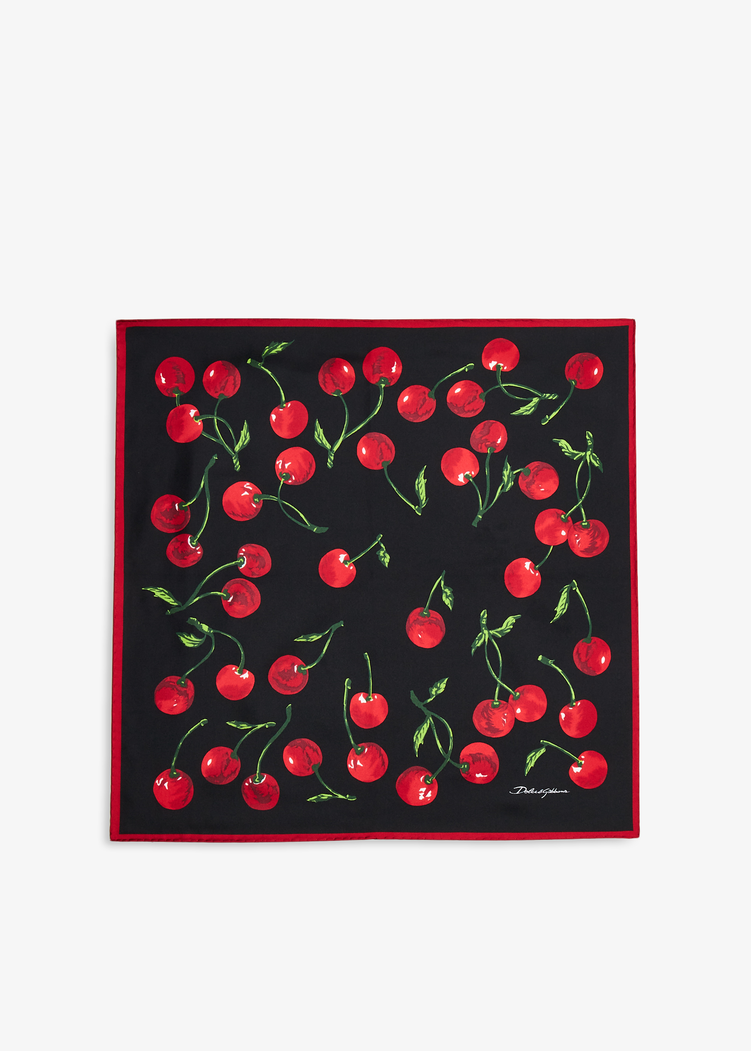 

Cherry-print twill scarf, Prints