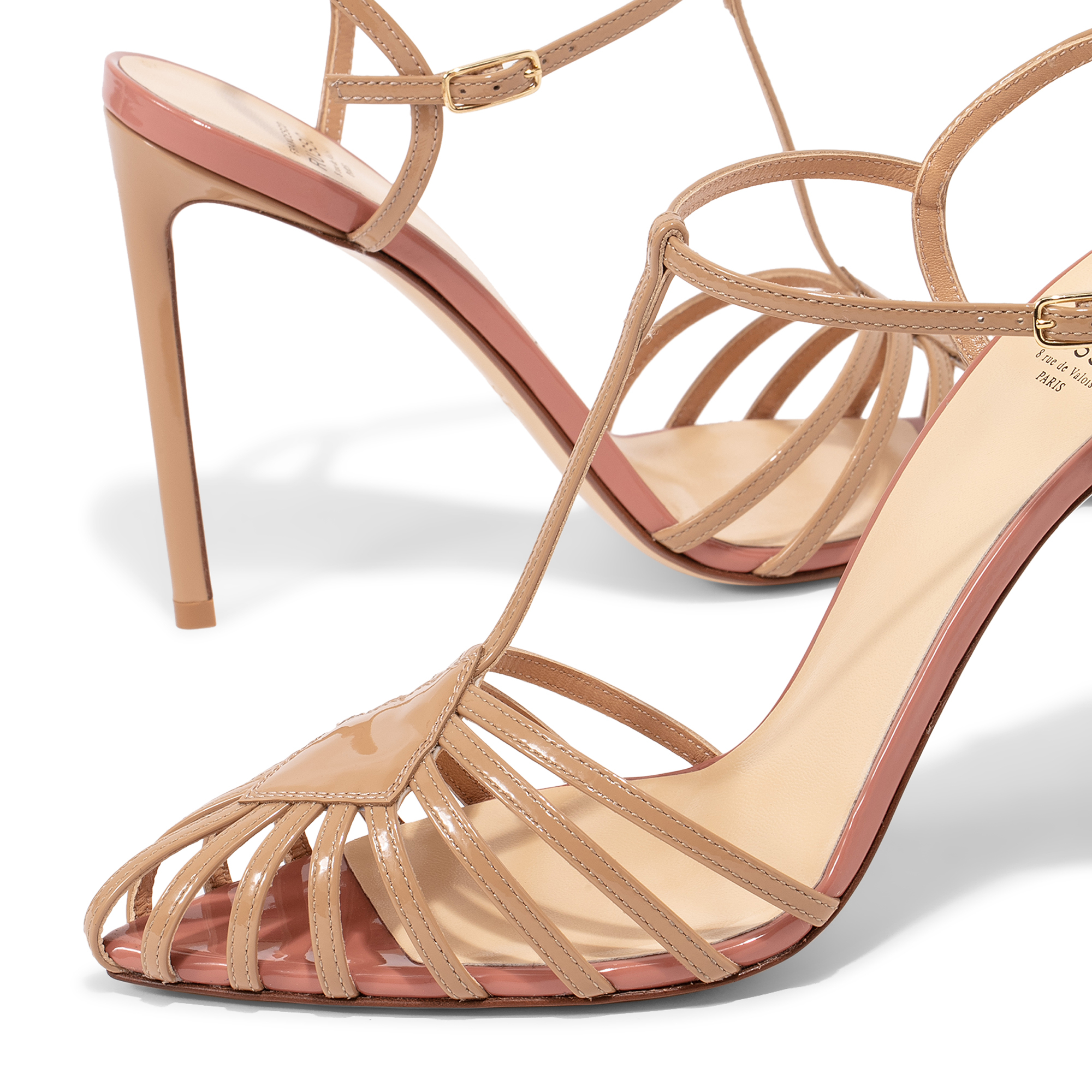 

Caged leather sandals, Beige