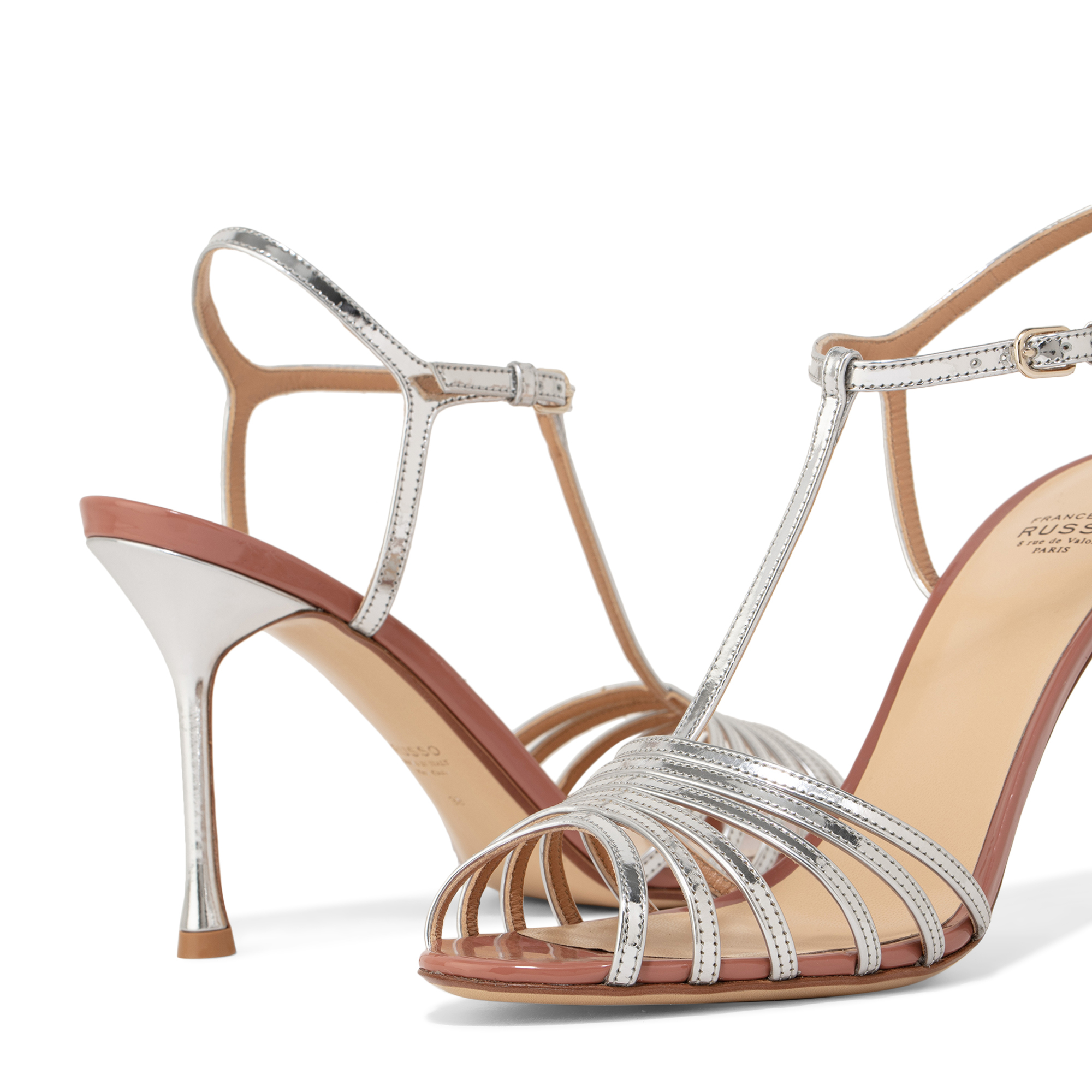 

Caged leather sandals, Silver