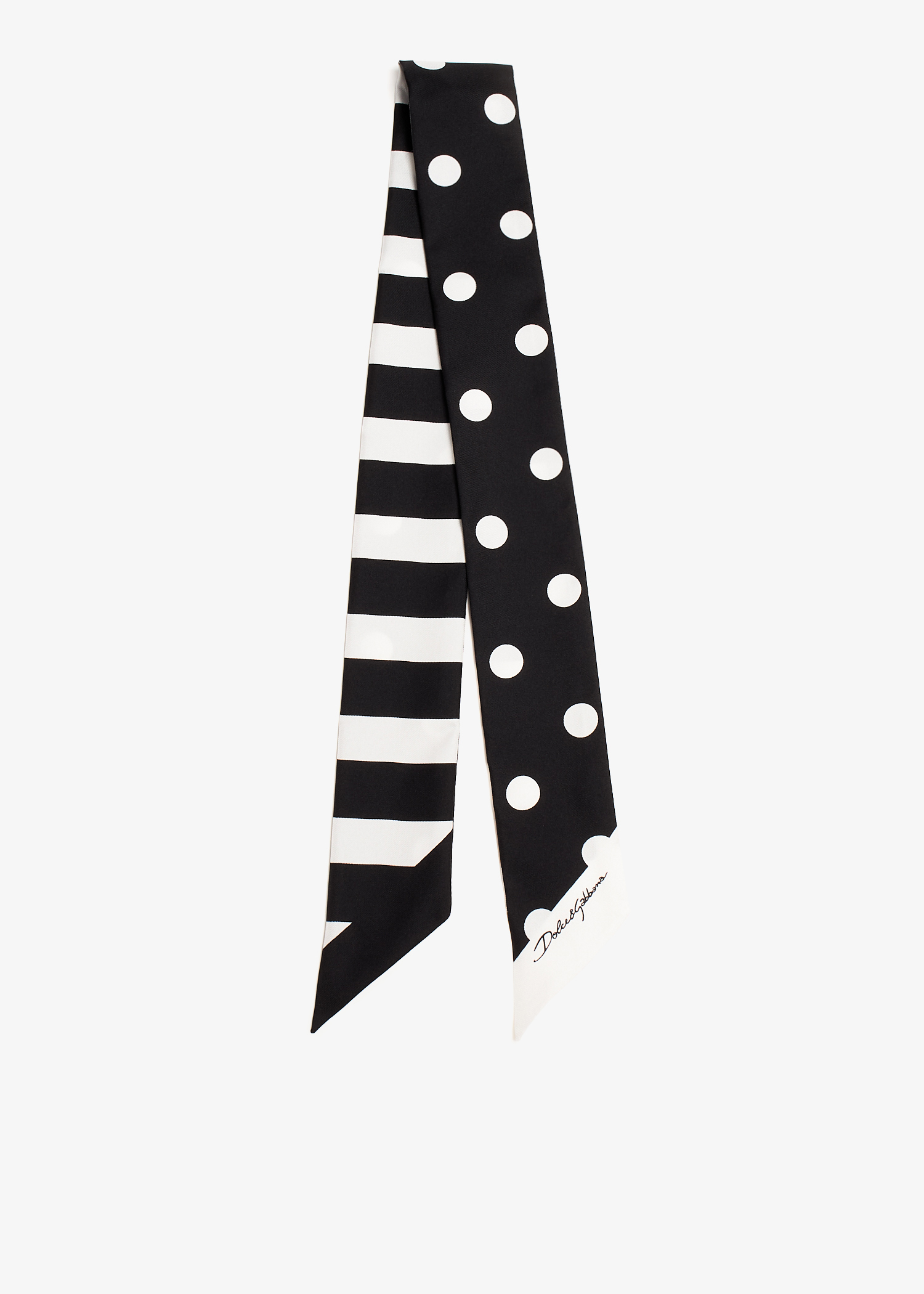 

Polka-dot stripe twill headscarf, Black