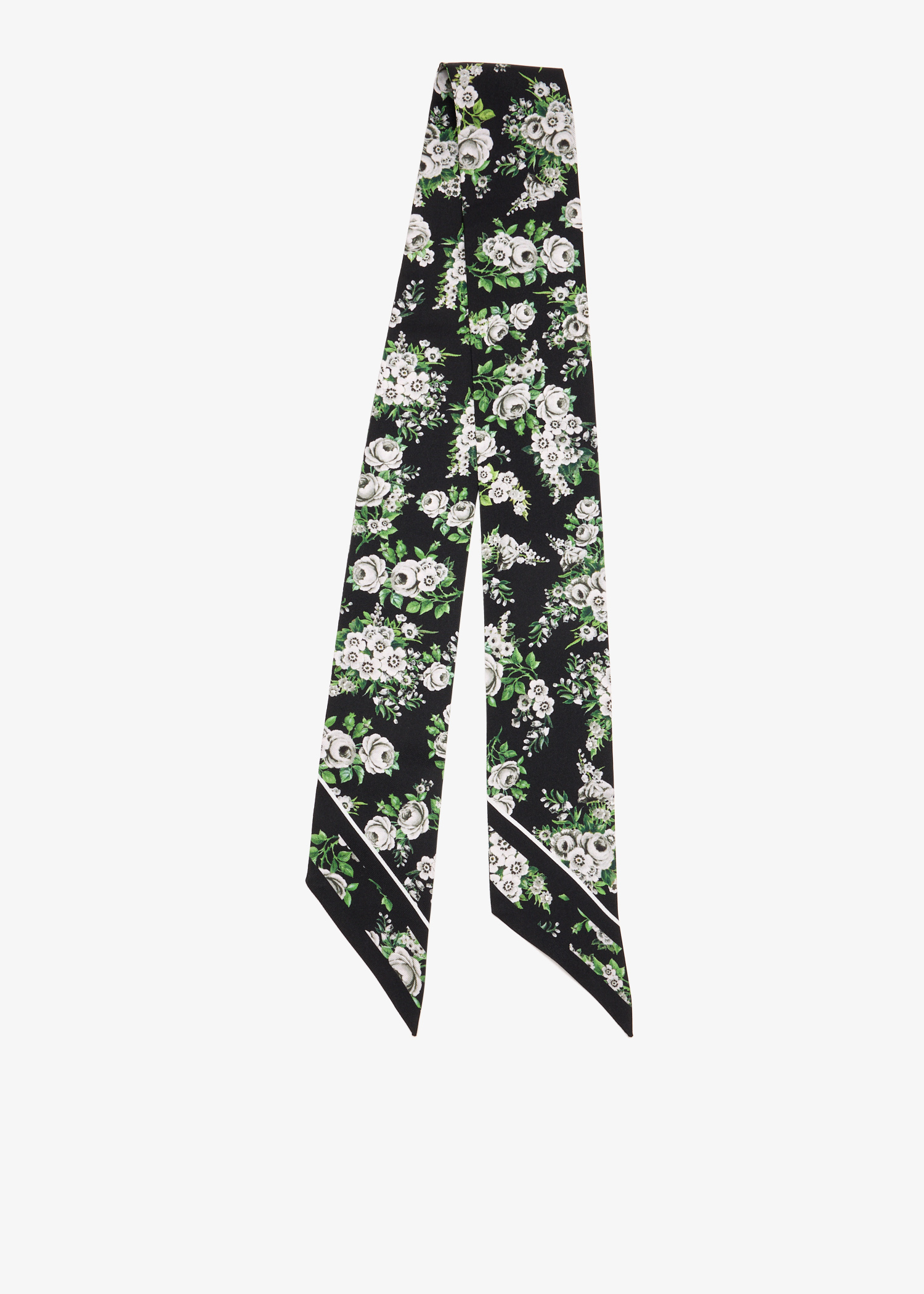 

Flower bouquets-print silk twill scarf, Printed