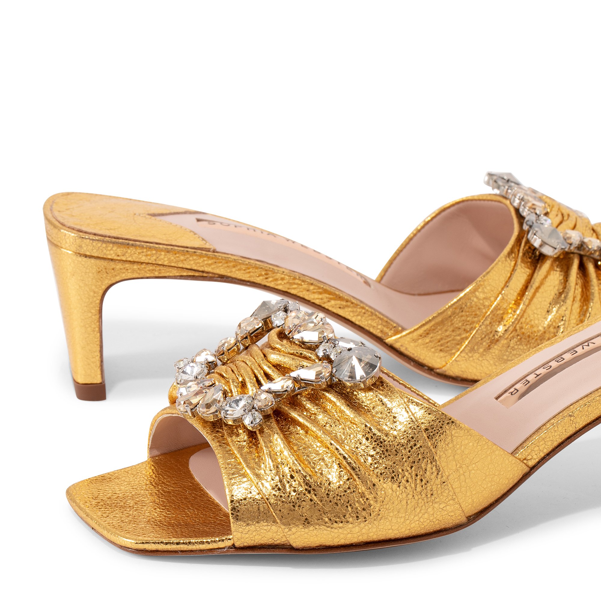 

Margaux mid-heel mules, Gold