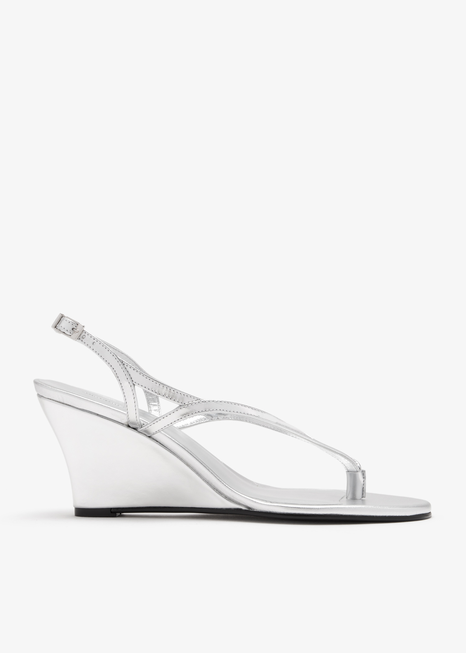 

Leather wedge sandals, Silver