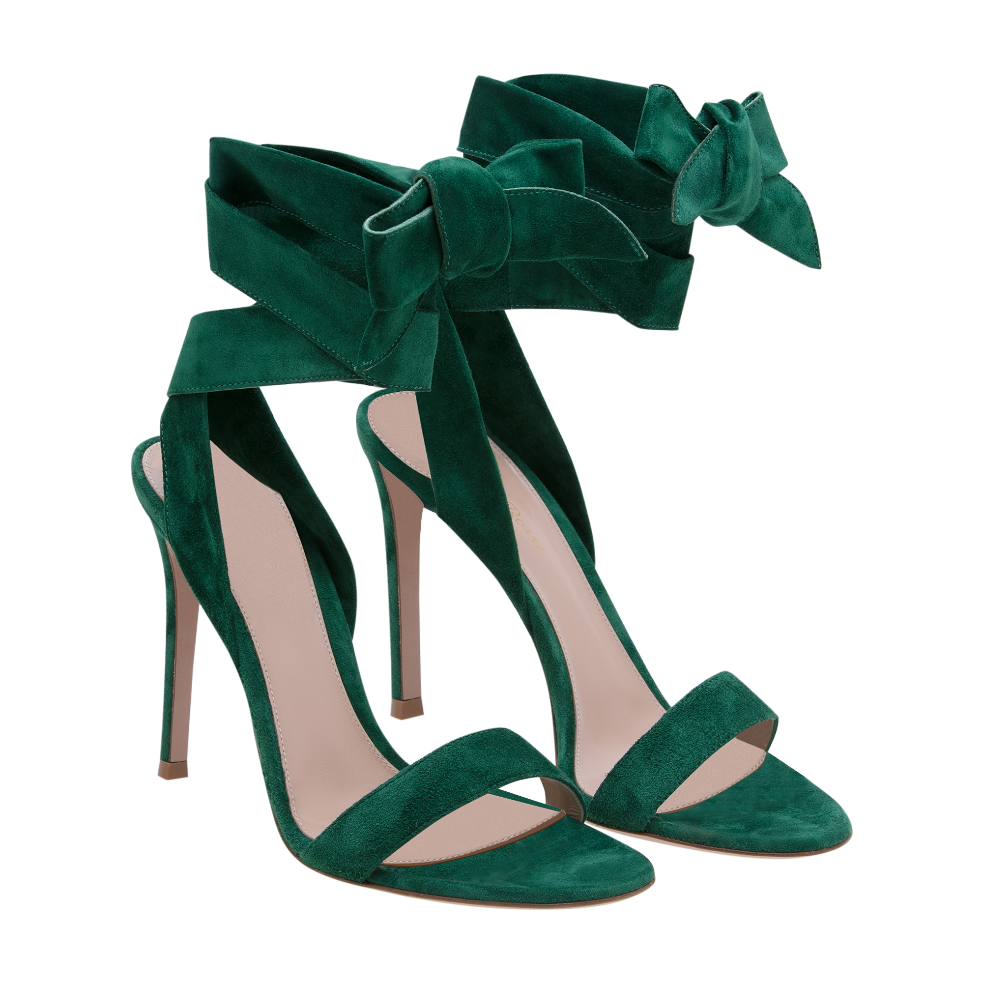 

Suede wrap-around sandals, Green