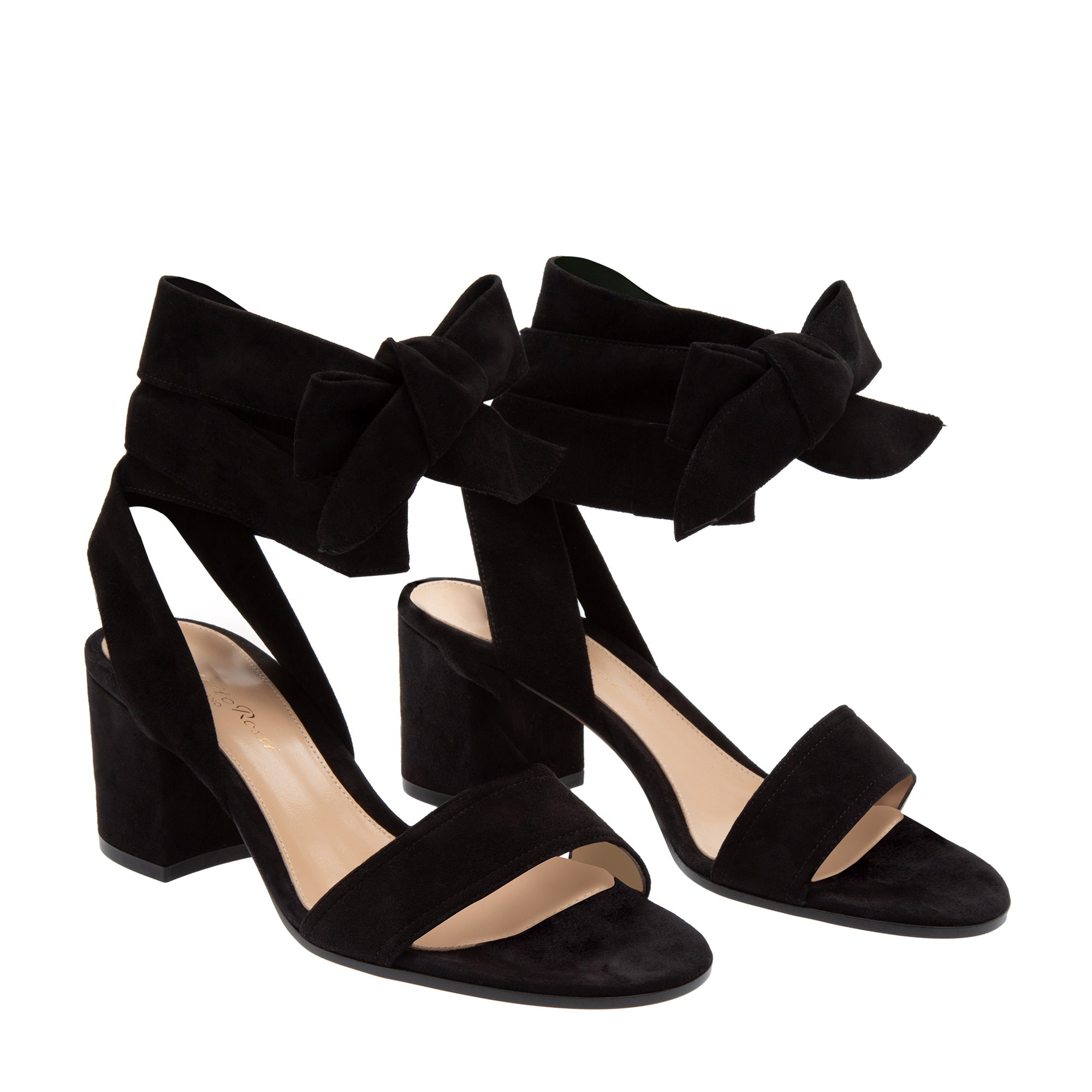 

Suede wrap-around sandals, Black