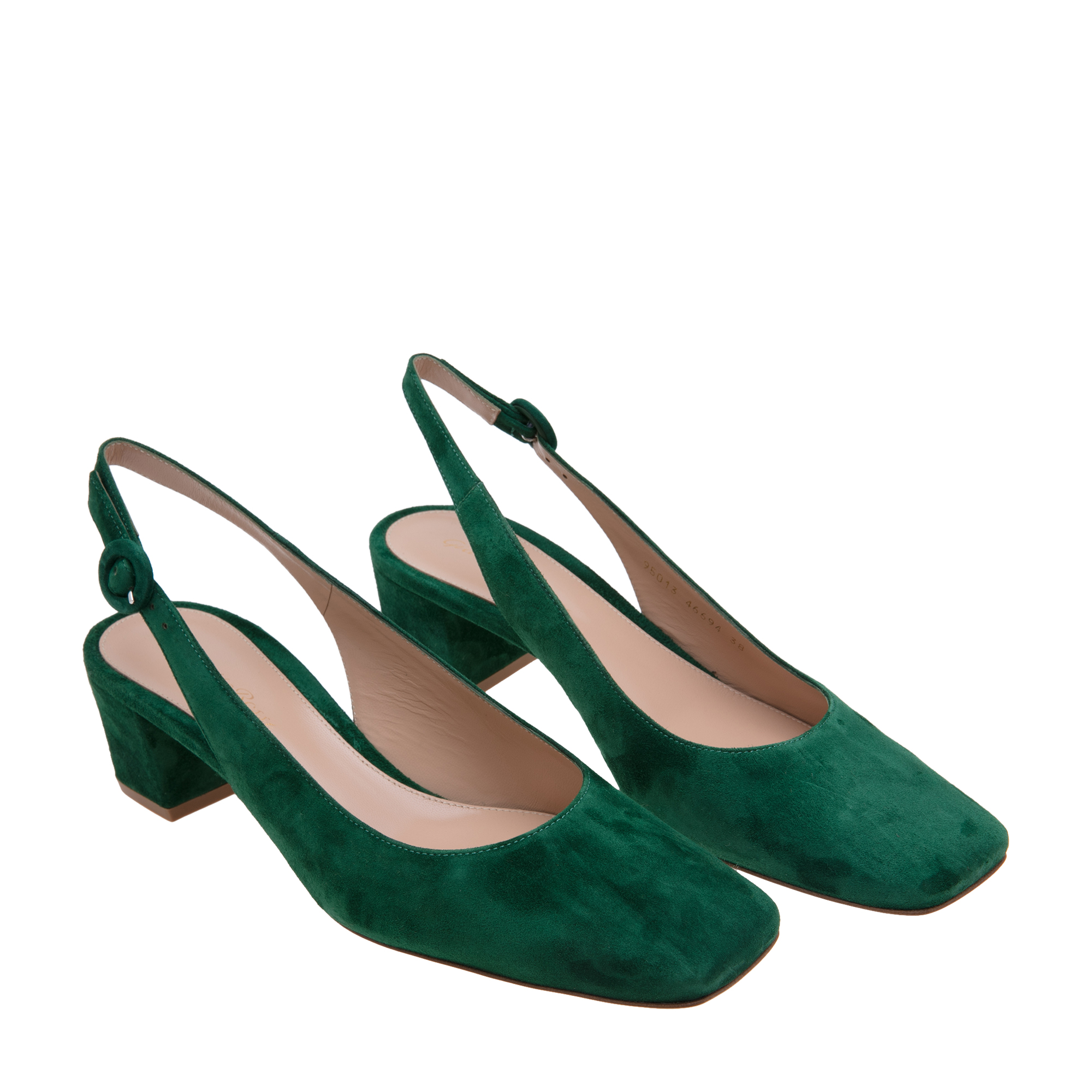 

Suede sling-back pumps, Green