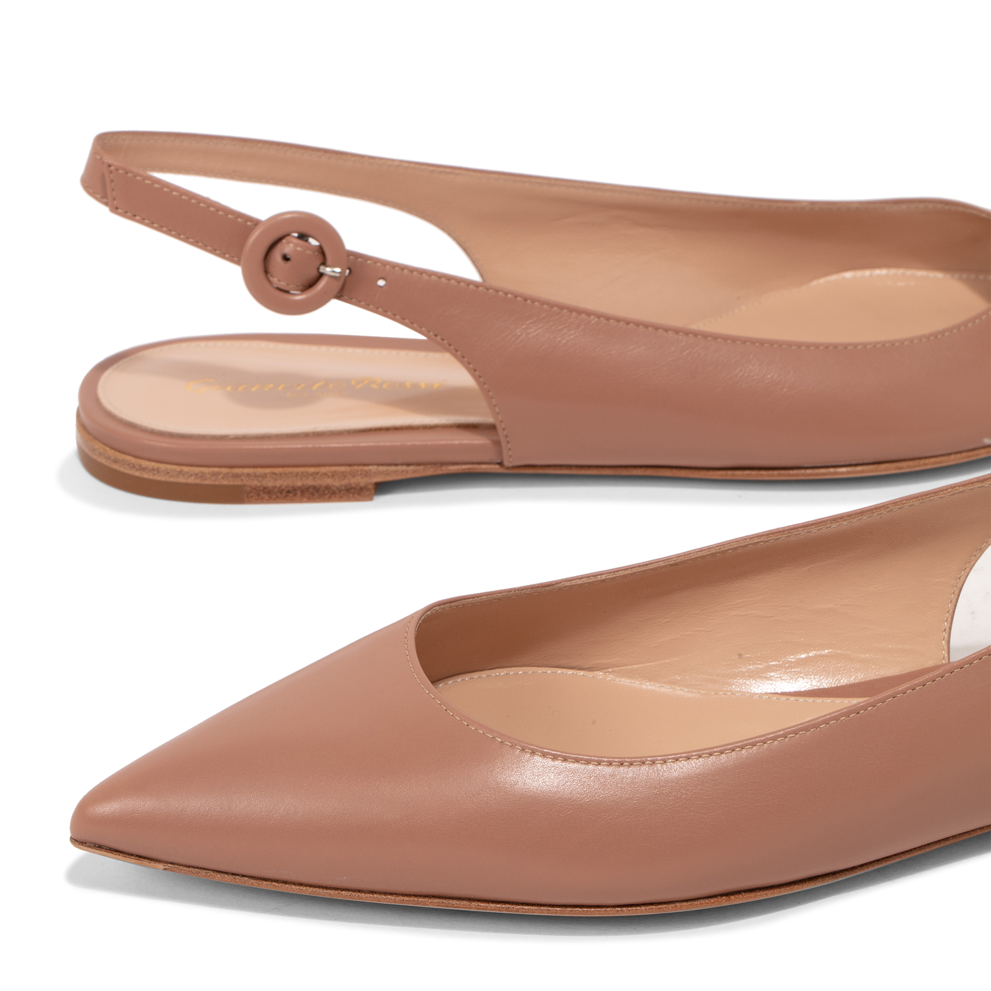 

Leather slingback flats, Beige