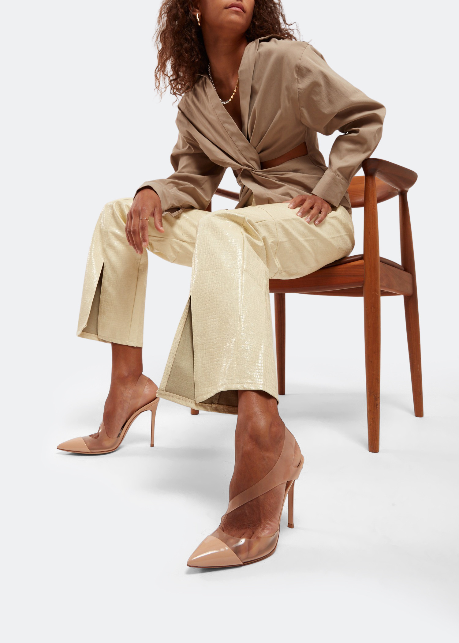 

PVC slingback pump, Beige