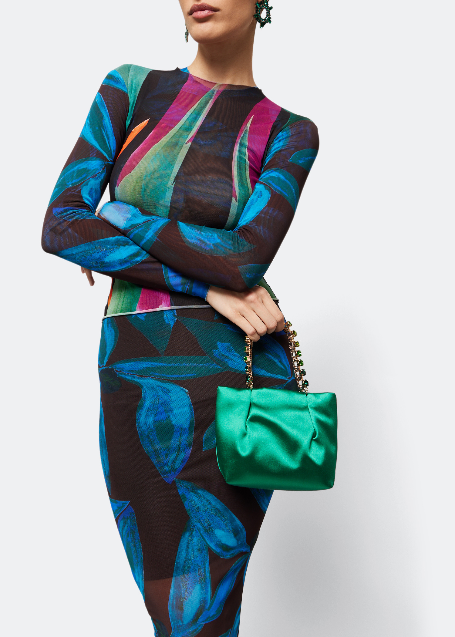 

Galactic crystal mini tote bag, Green