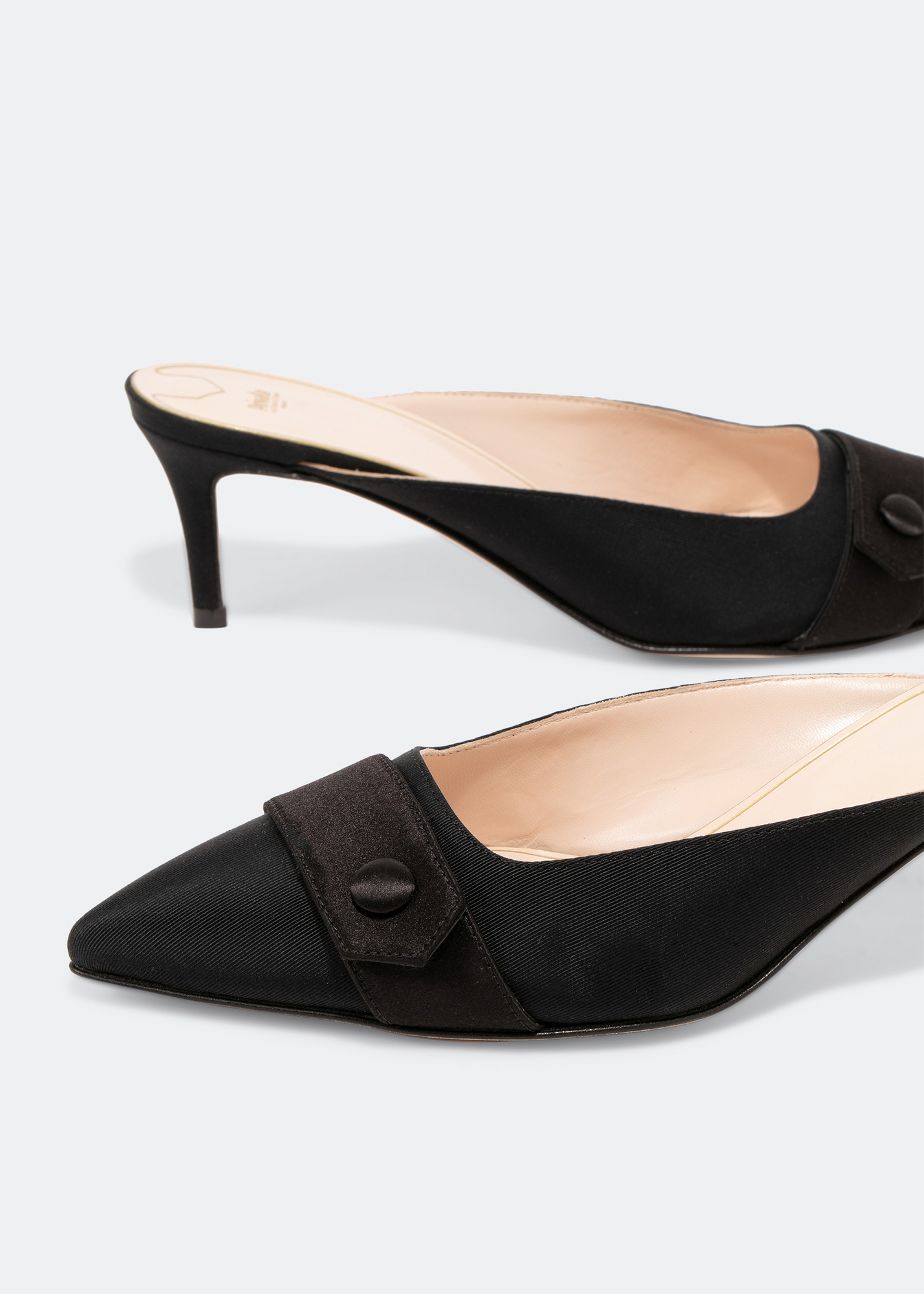 

Button detail mules, Black