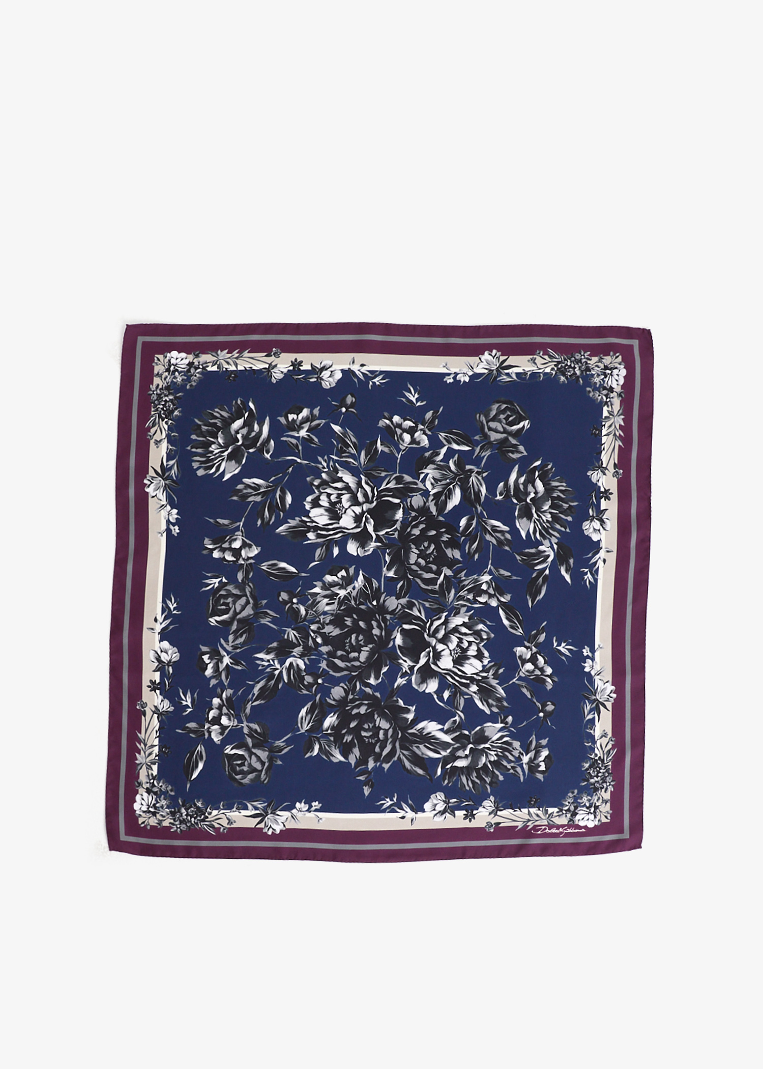 

Peony-print silk scarf, Printed