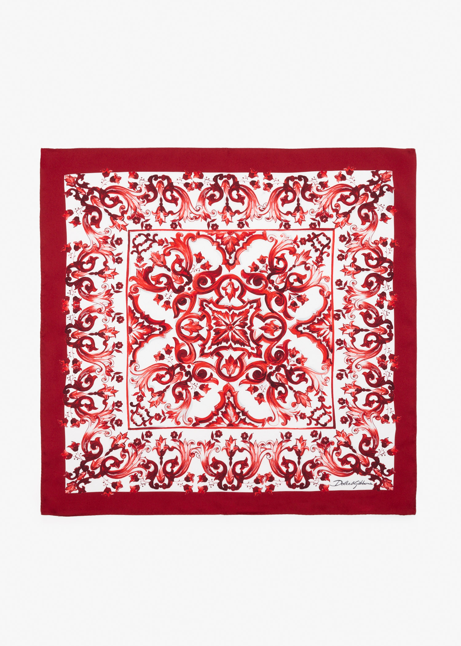 

Majolica-print silk twill scarf, Printed