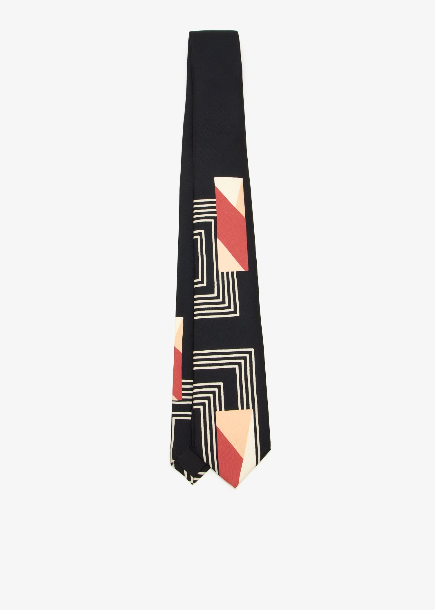 

Vintage-print silk twill tie, Printed