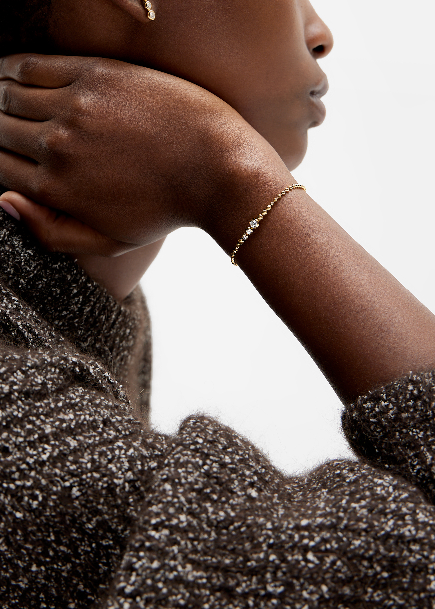 

Articulated reversible stone beaded bracelet, Gold