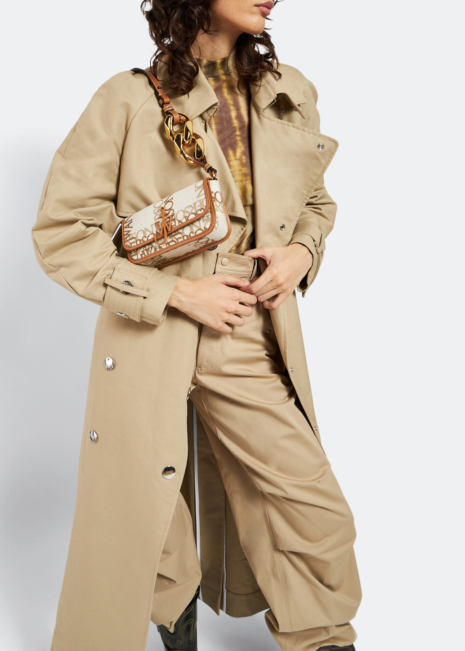 

Anchor chain baguette bag, Beige