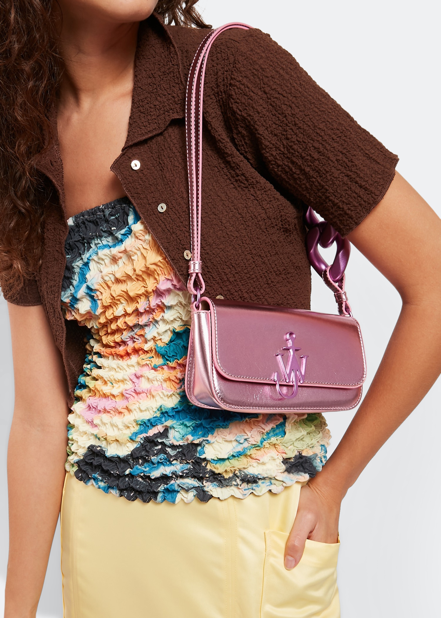 

Anchor chain baguette bag, Pink