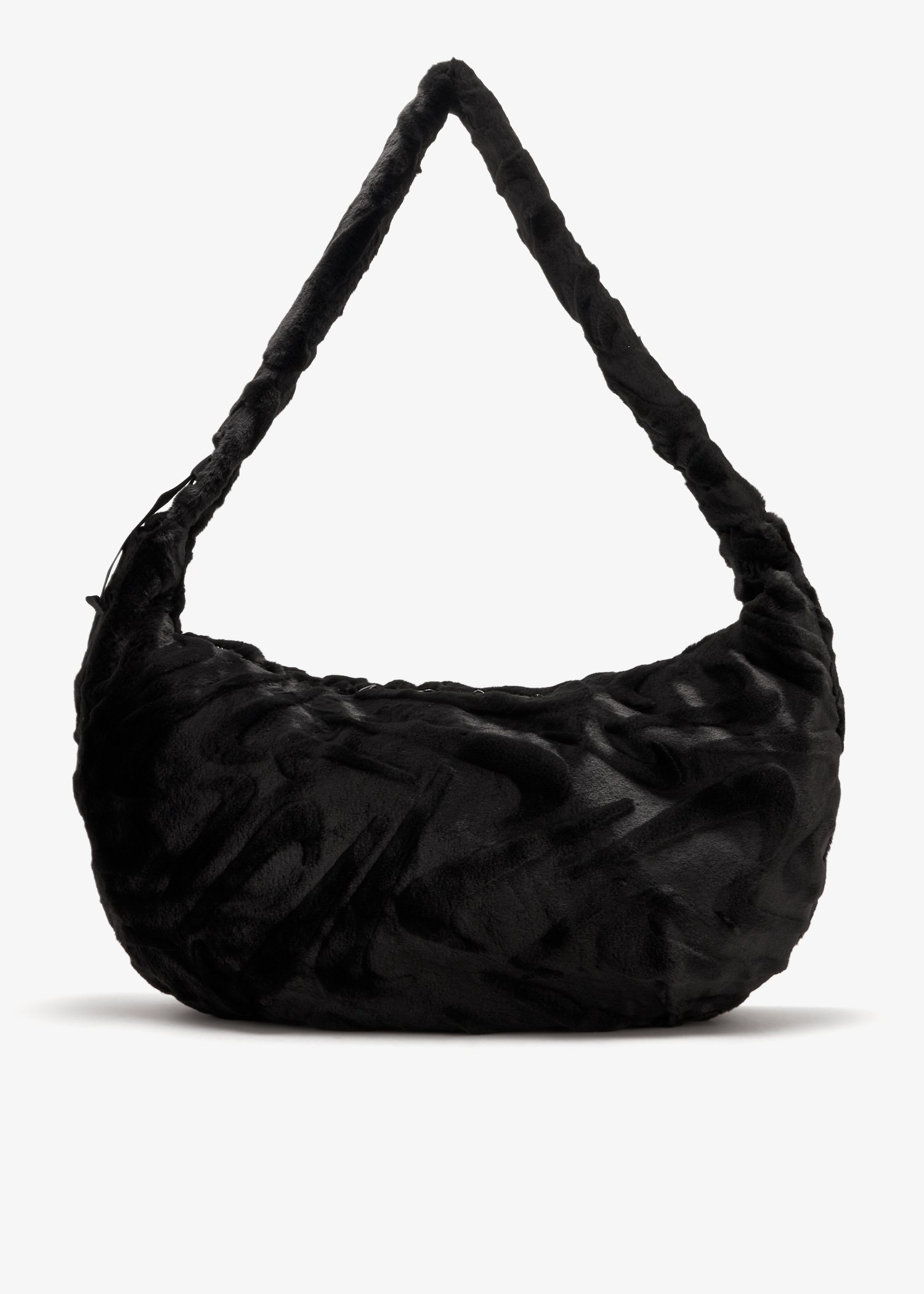

Faux fur slouchy bag, Black