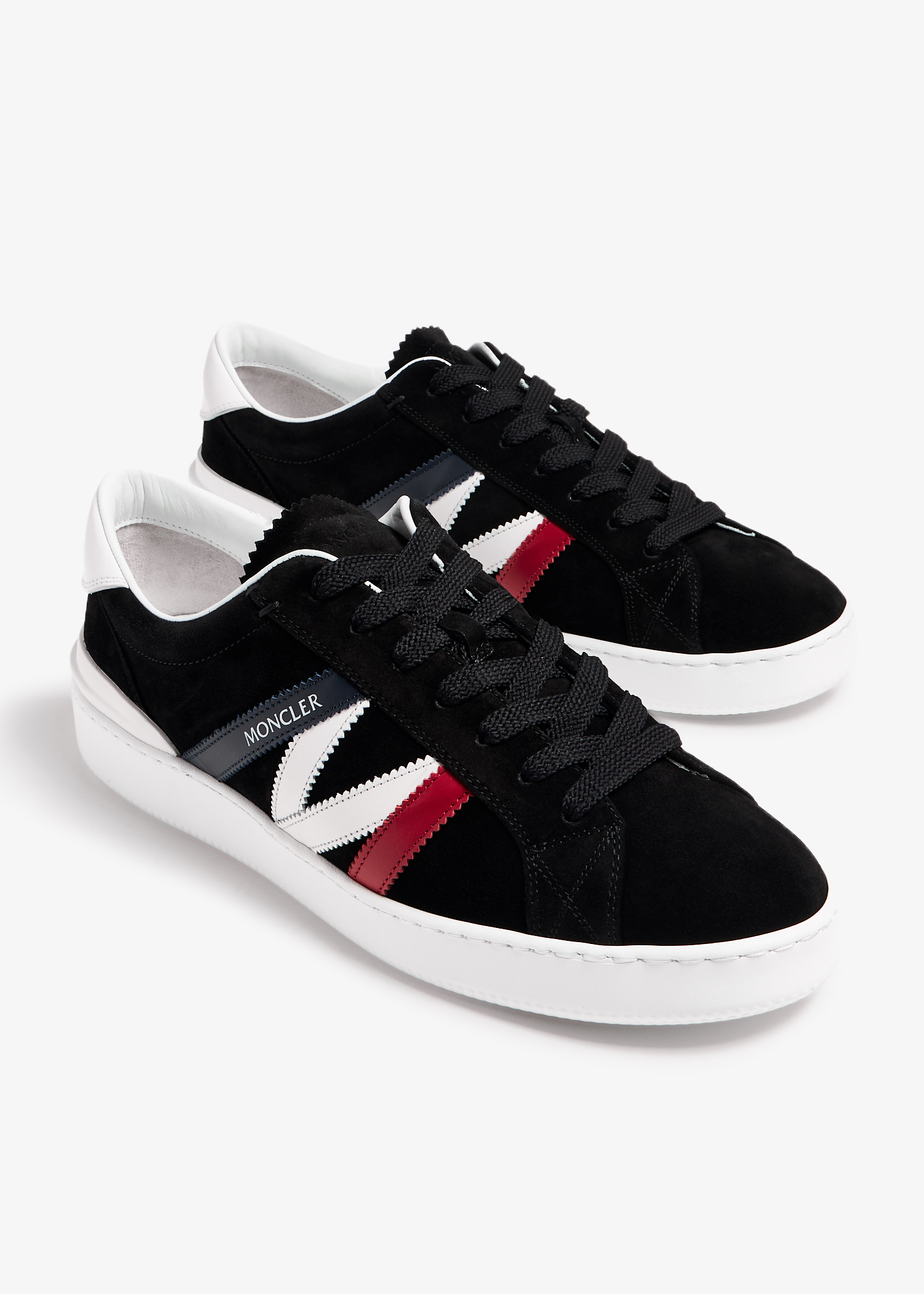 Moncler - New Monaco Striped Leather Sneakers - Black Moncler