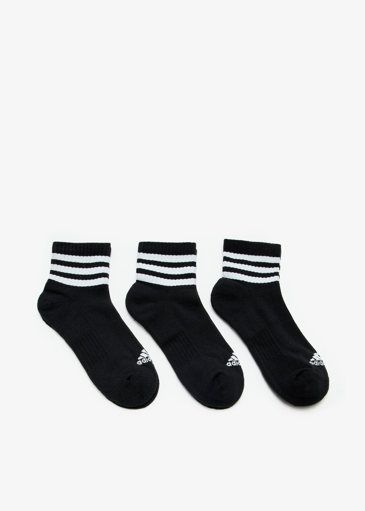 

Low-cut 3-Stripe crew sock set, Black