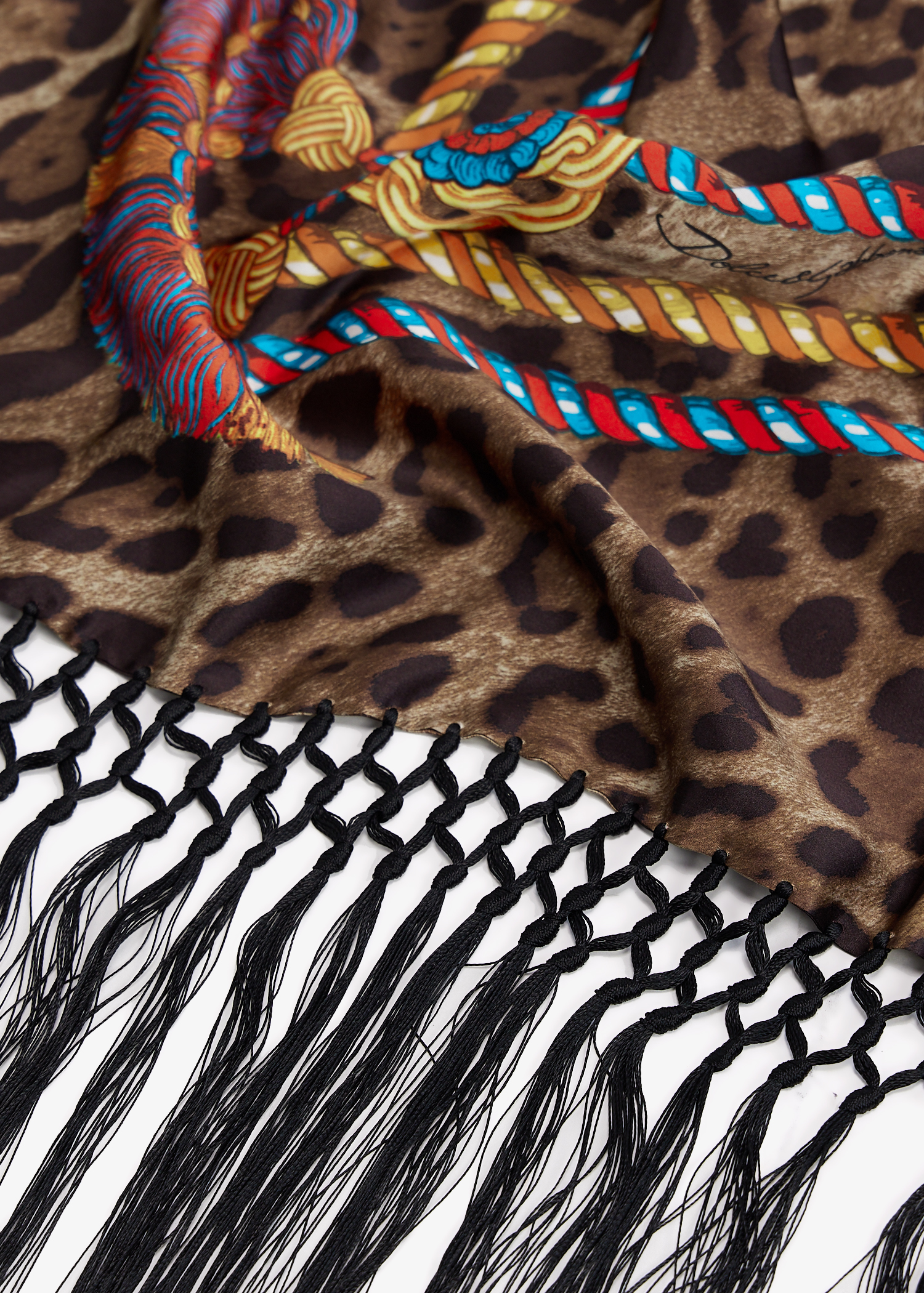 

Animal-print fringe scarf