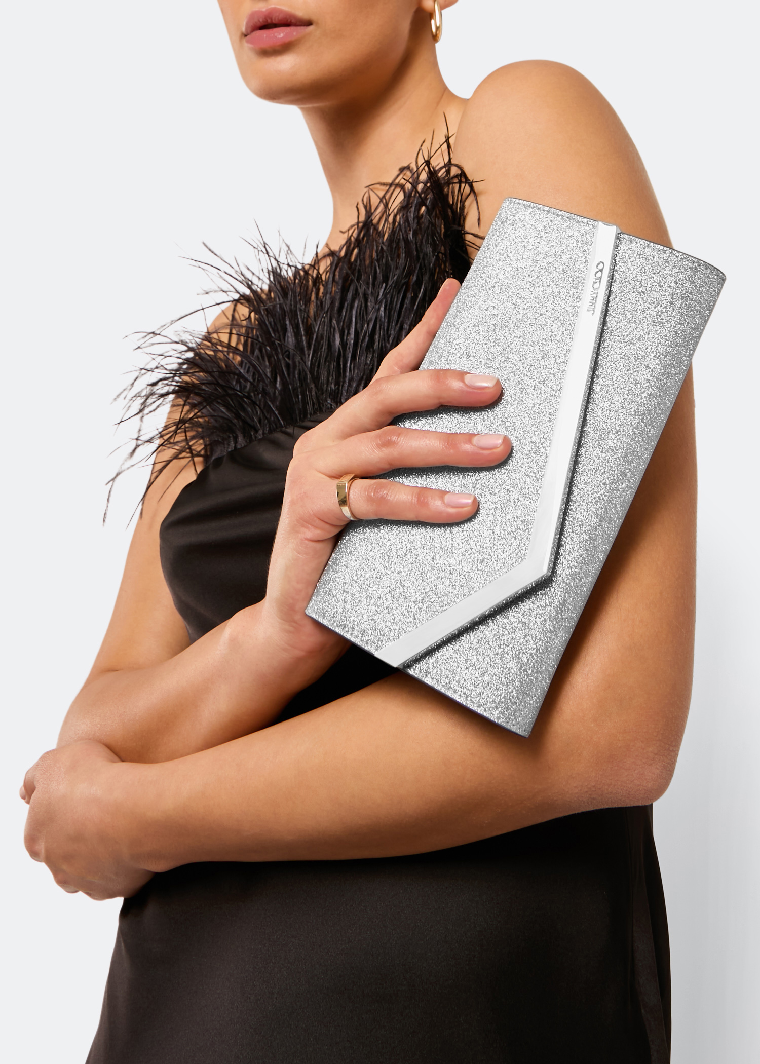 Jimmy choo emmie glitter sales clutch
