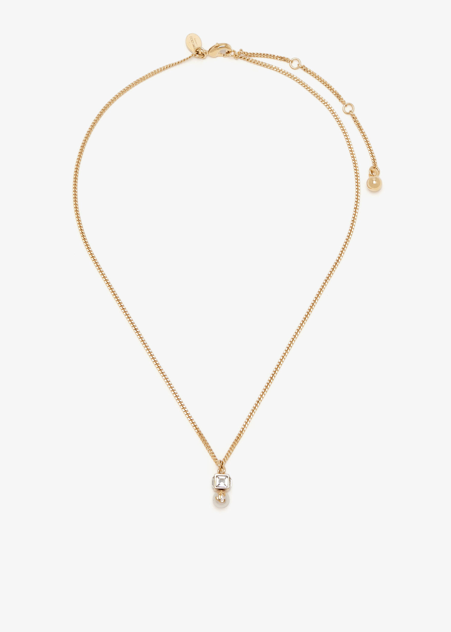 

JC Pearl cube pendant necklace, Gold