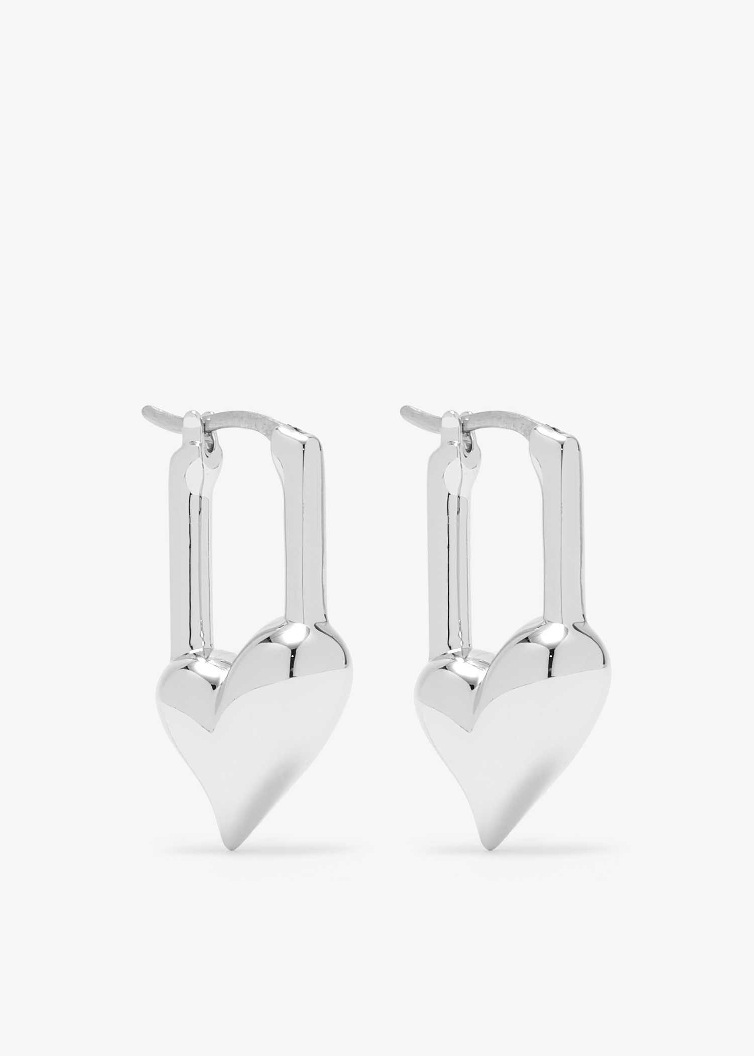 

Padlock Heart huggie earrings, Silver
