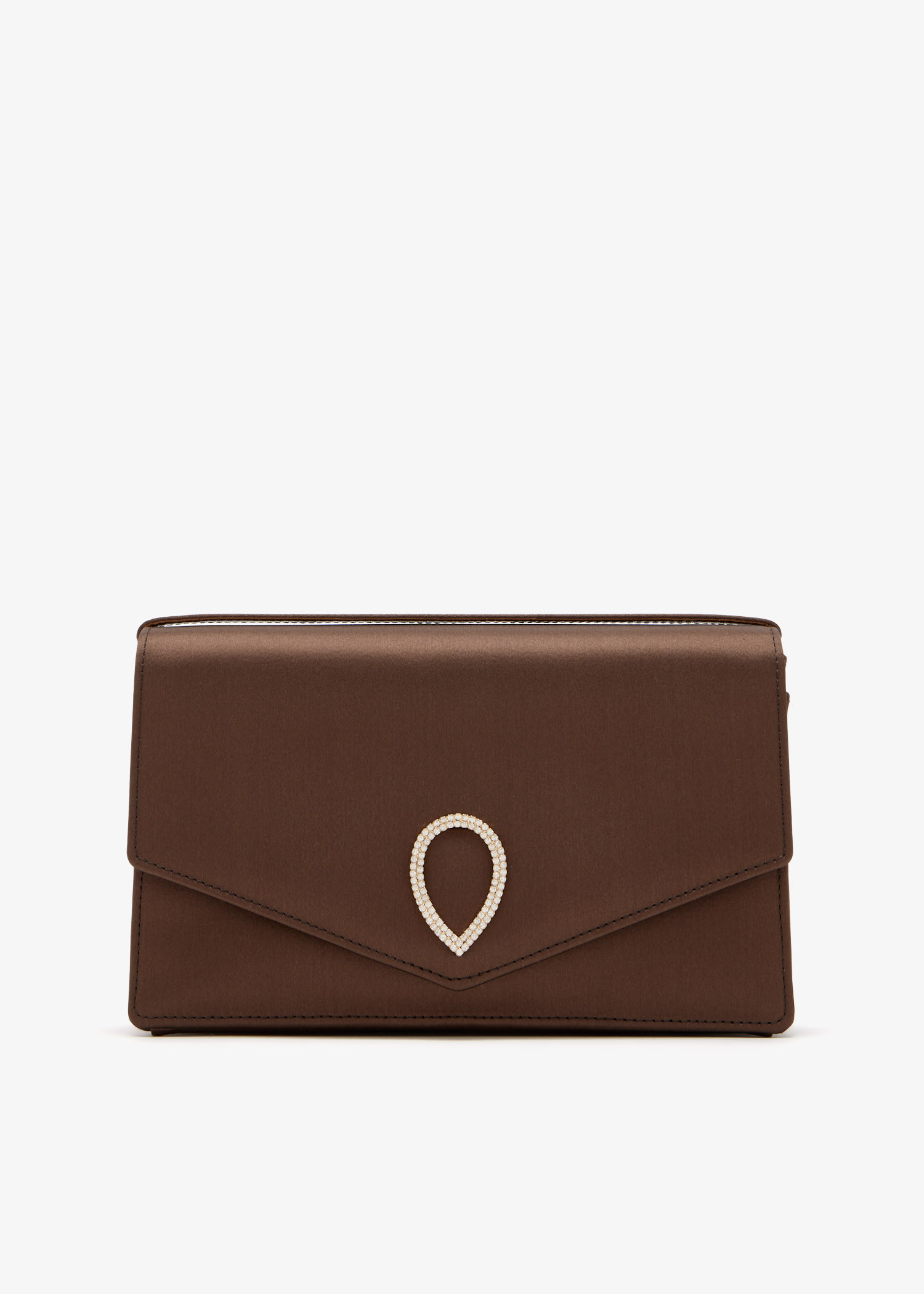 

Le 8 crystal-embellished clutch, Brown