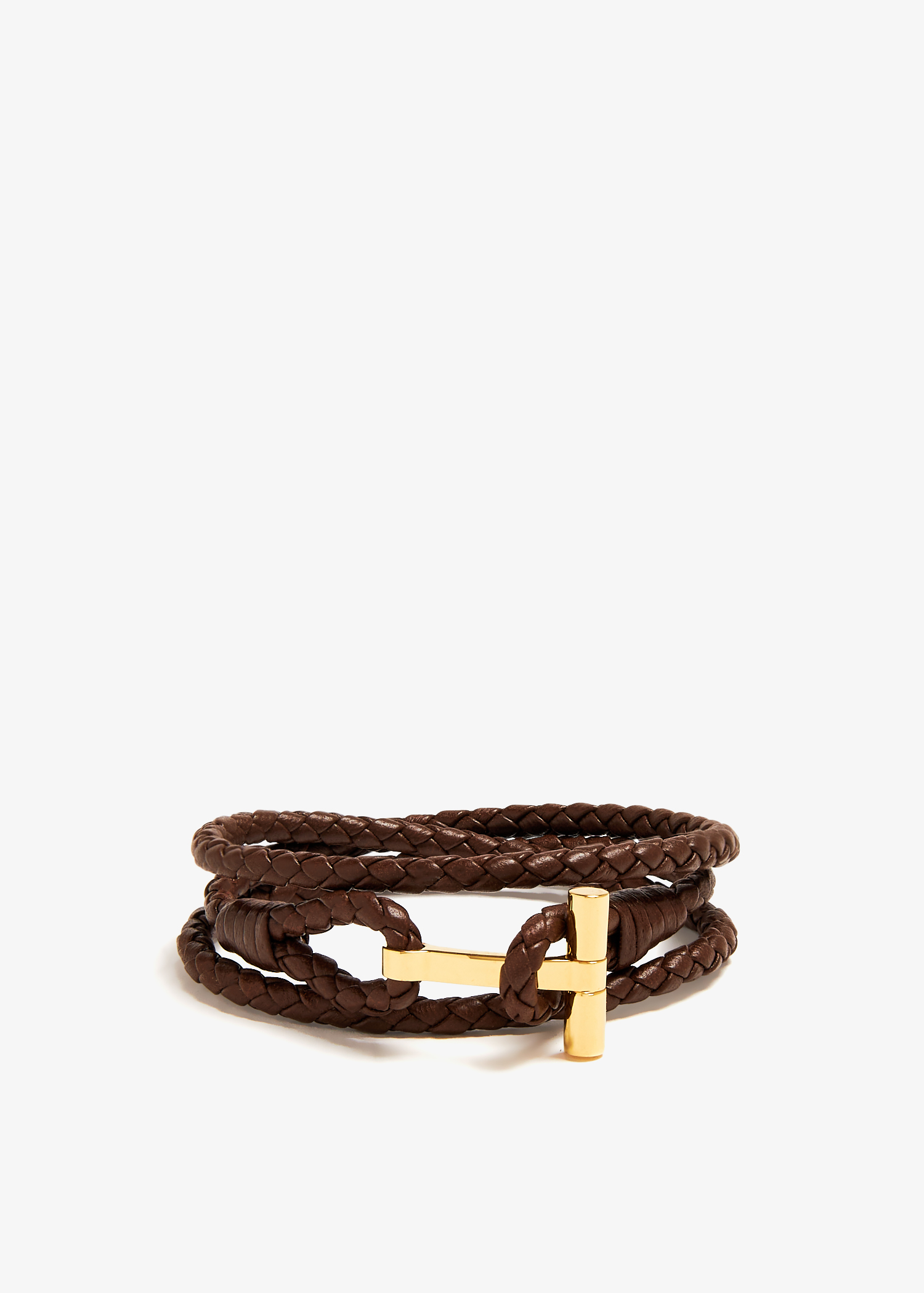 

T woven leather bracelet, Brown