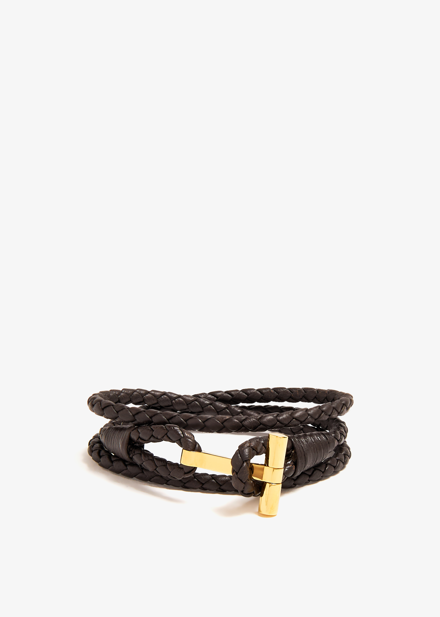 

T woven leather bracelet, Brown
