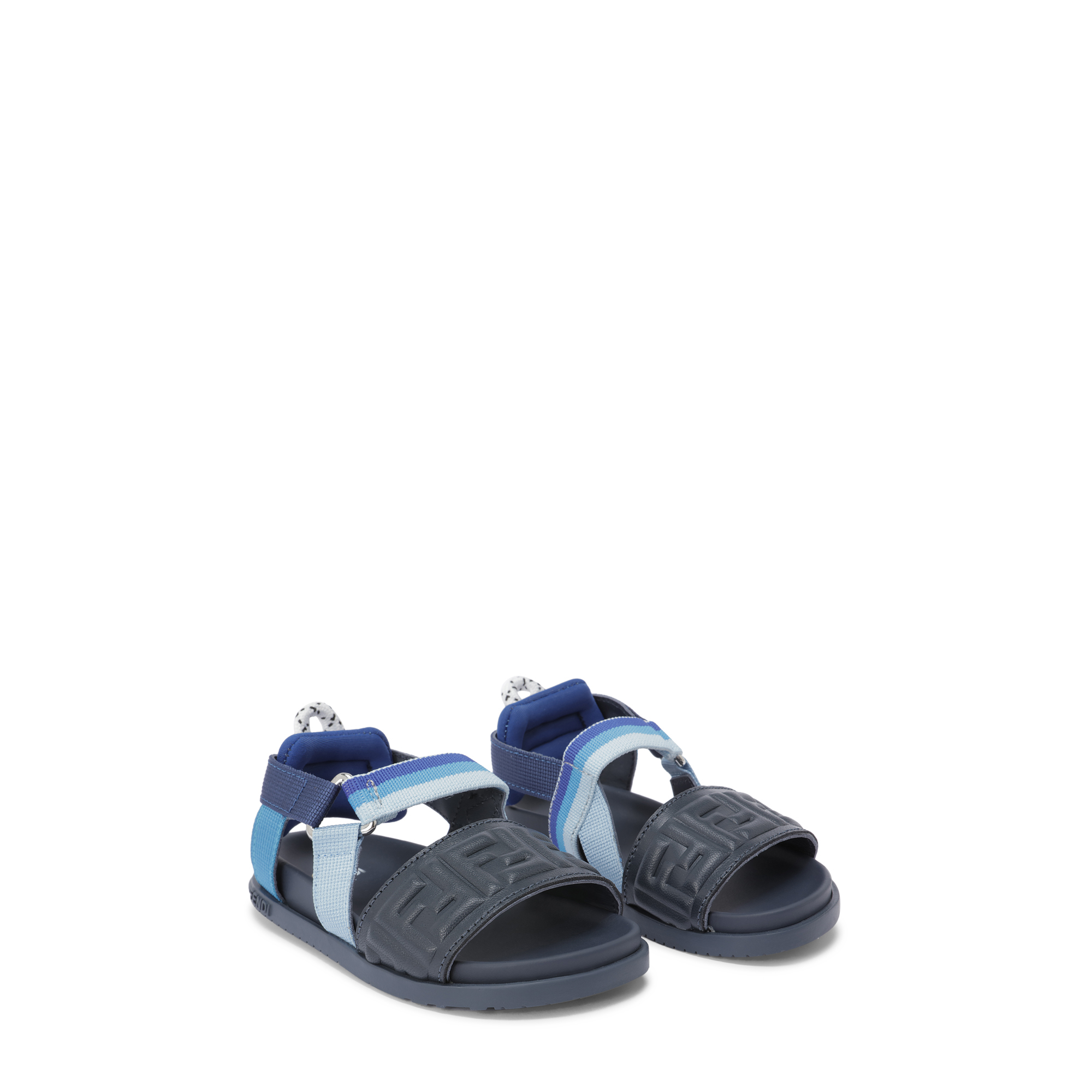

Leather logo debossed sandals, Blue