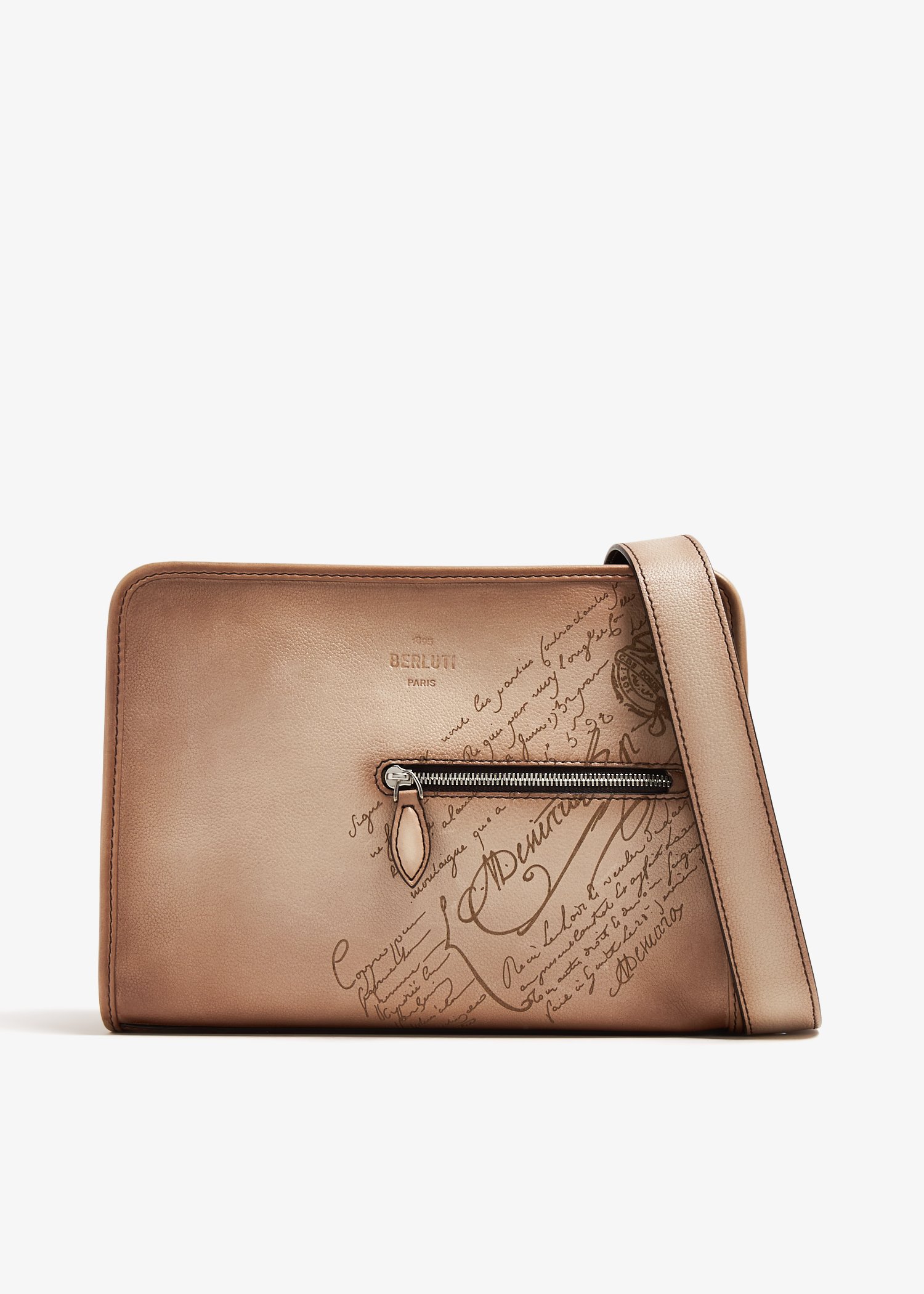 

Journalier Scritto leather messenger bag, Beige