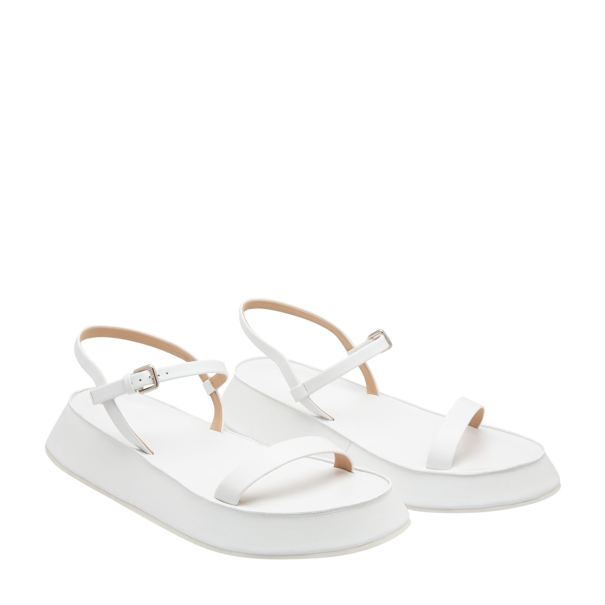 

Leather platform sandals, White