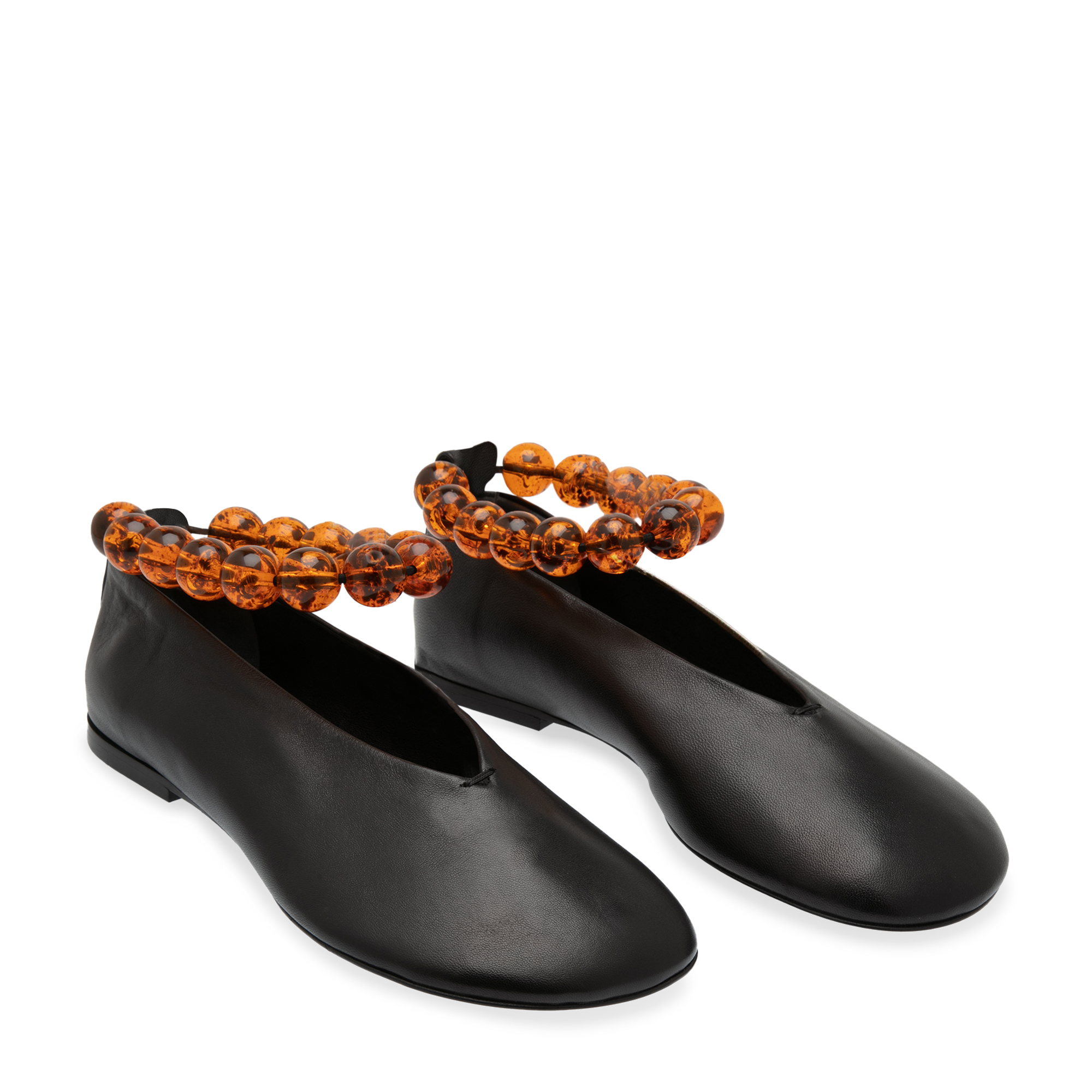 

Bead-embellished ballerina flats, Black