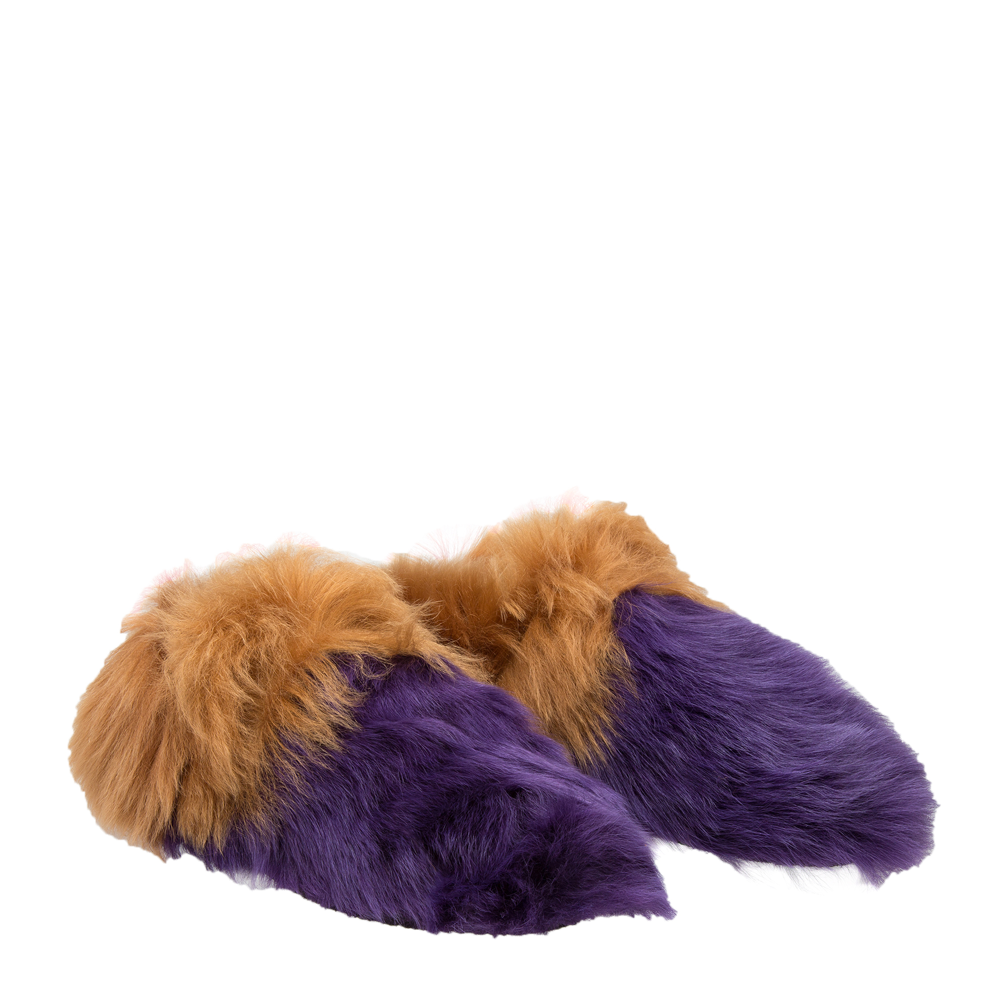 

Fur-embellished mules, Multi-coloured