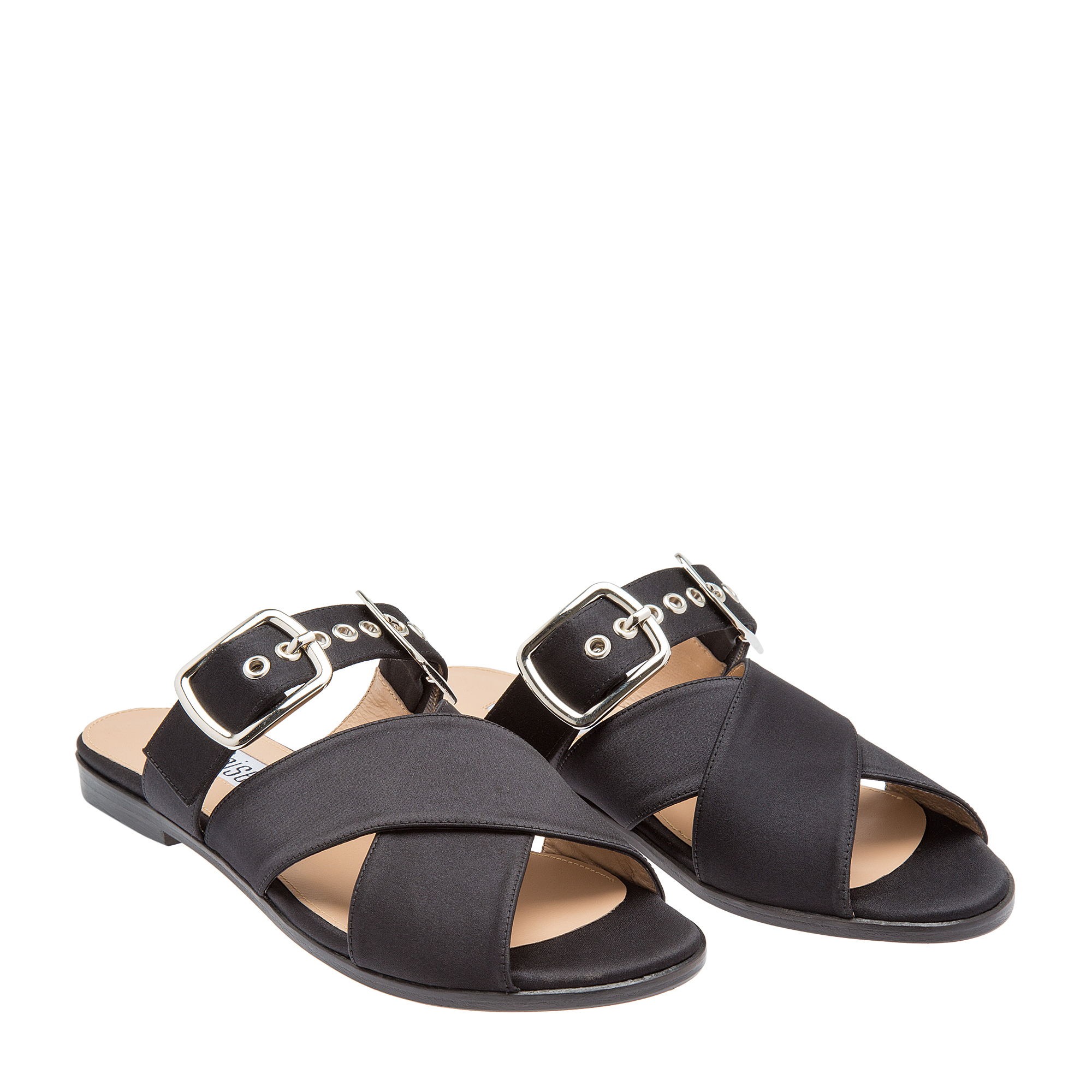 

Buckle flat sandals, Black