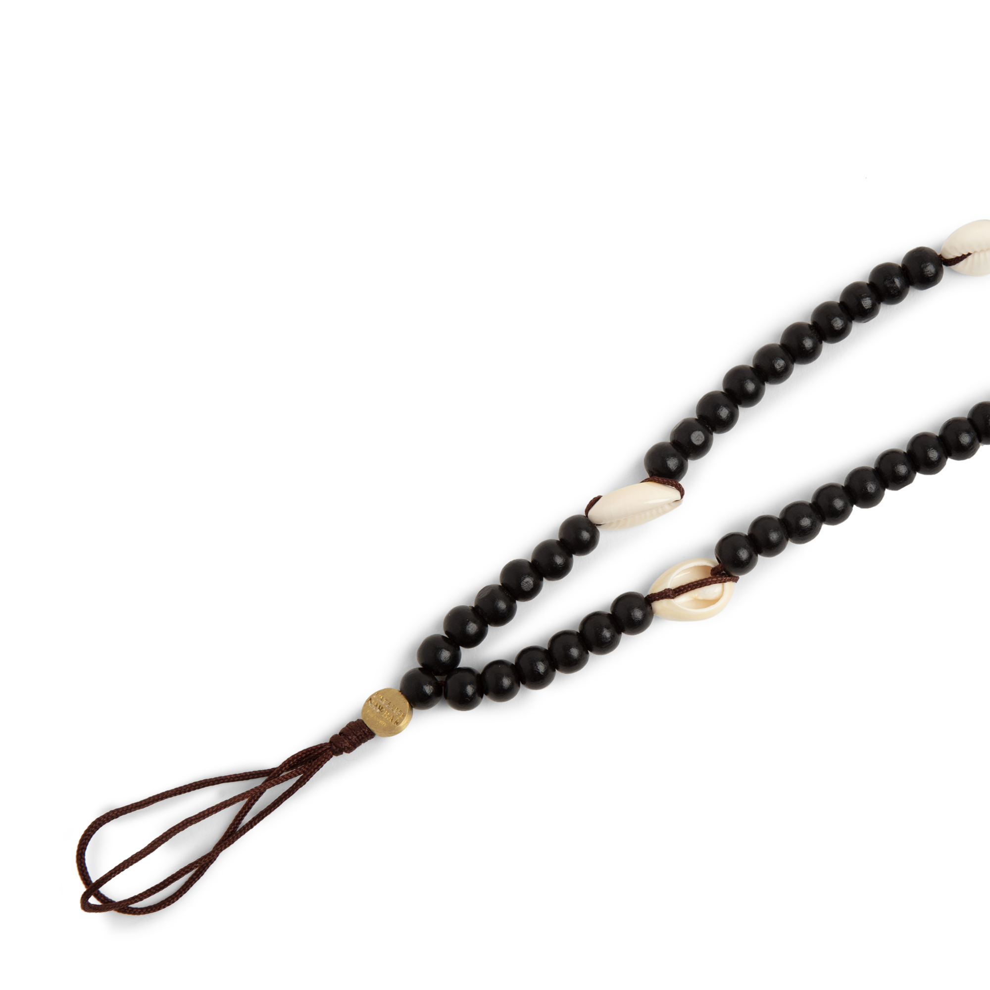 

Wooden beads with Shells Phone Rosary, Black