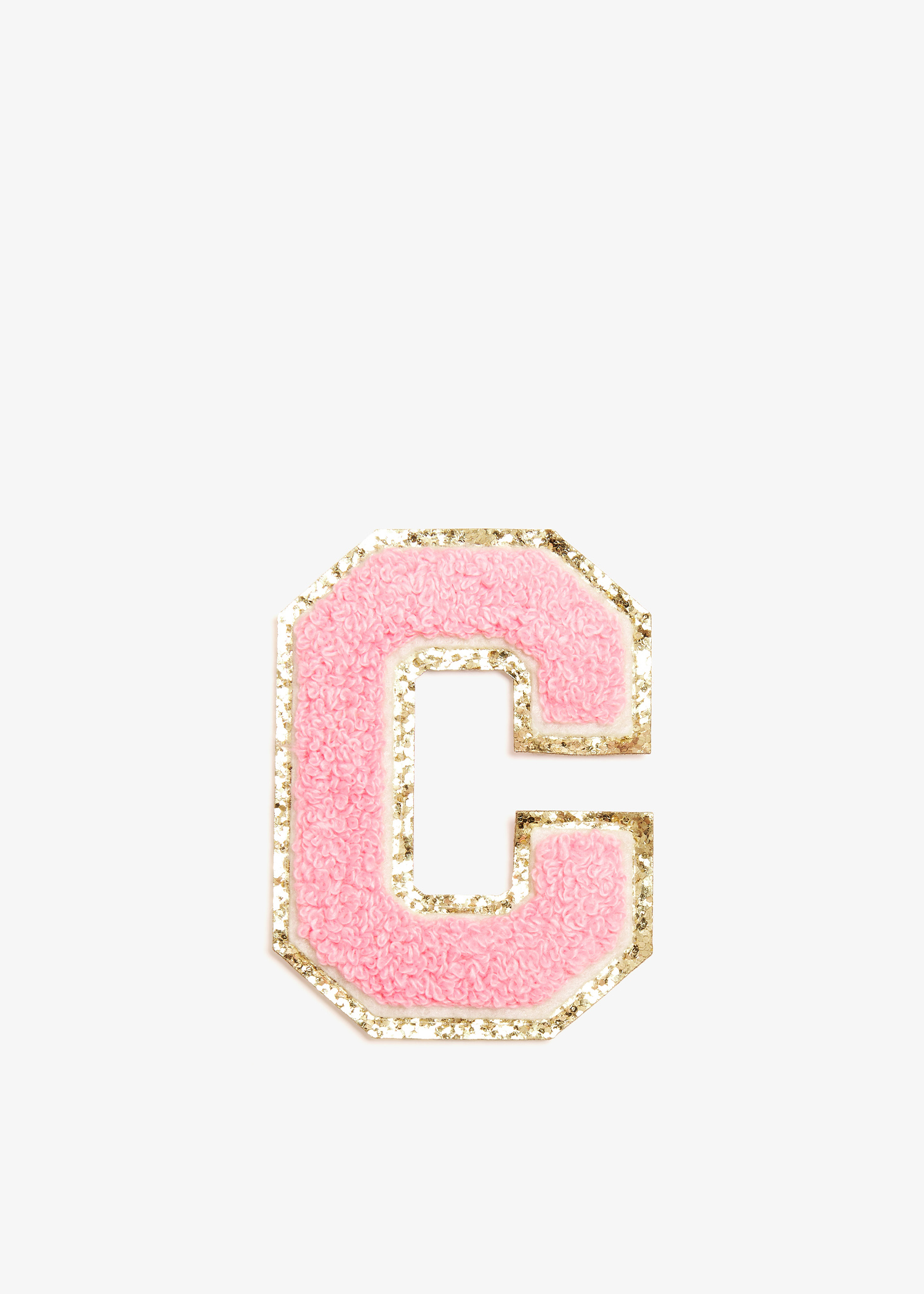 

3" Chenille Sparkle Letter 'C' patch, Pink